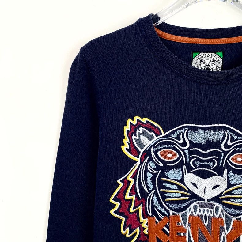 Kenzo KENZO Dark blue tiger head embroidered cotton round neck l Size S / US 4 / IT 40 - 3 Thumbnail