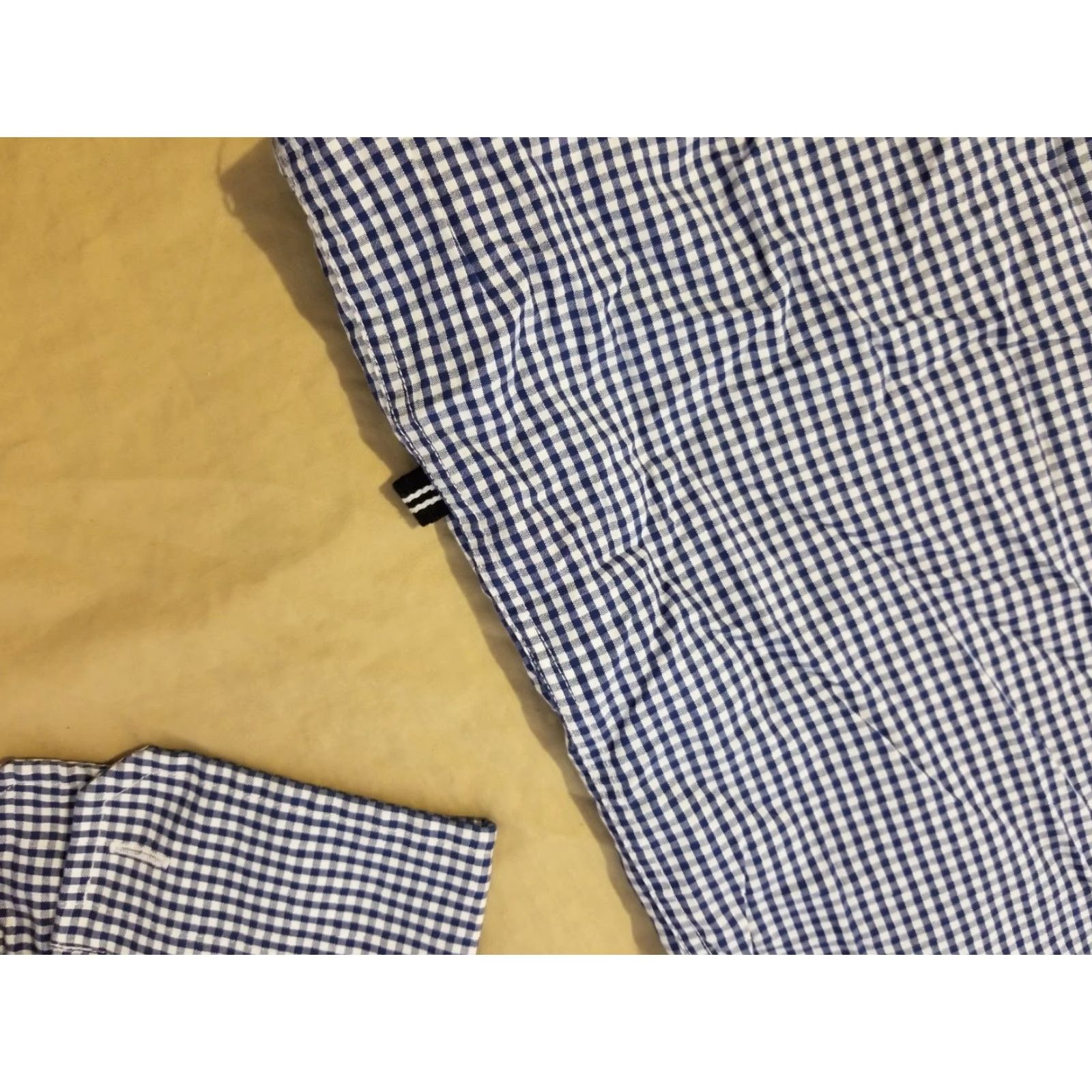 Nautica Nautica Mens Dress Shirt L Large Navy Blue Button Cotton Plaid Size 42R - 2 Thumbnail