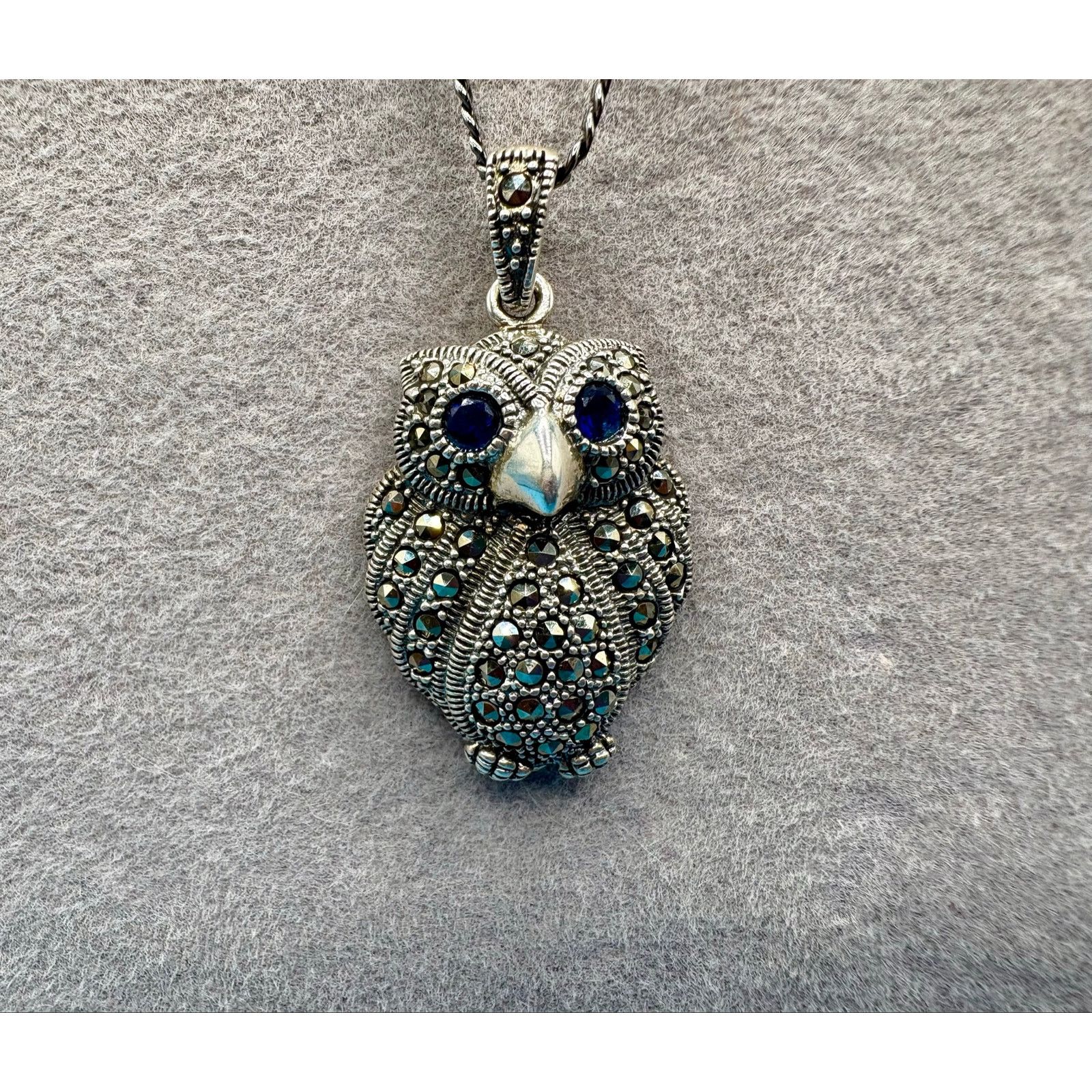 Jewelry NEW Black Rhodium Silver Moissanite Owl Pendant & 20" Chain Size ONE SIZE - 5 Thumbnail