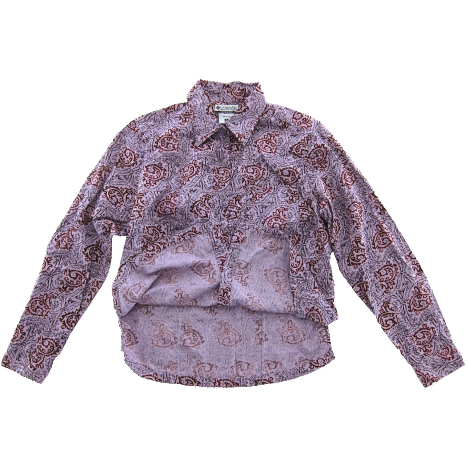 Vintage Columbia Blouse Shirt M Women 100% Cotton Purple Red Paisley Long Sleeve Collared Button Up Size M / US 6-8 / IT 42-44 - 4 Thumbnail