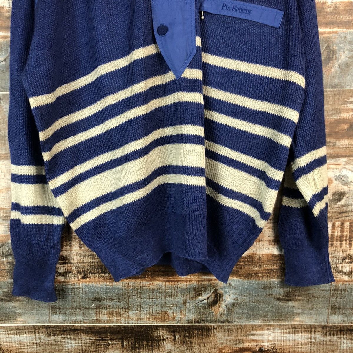 Japanese Brand Pia Sport Blue vintage knitwear Sweather #A2409 Size US L / EU 52-54 / 3 - 6 Thumbnail