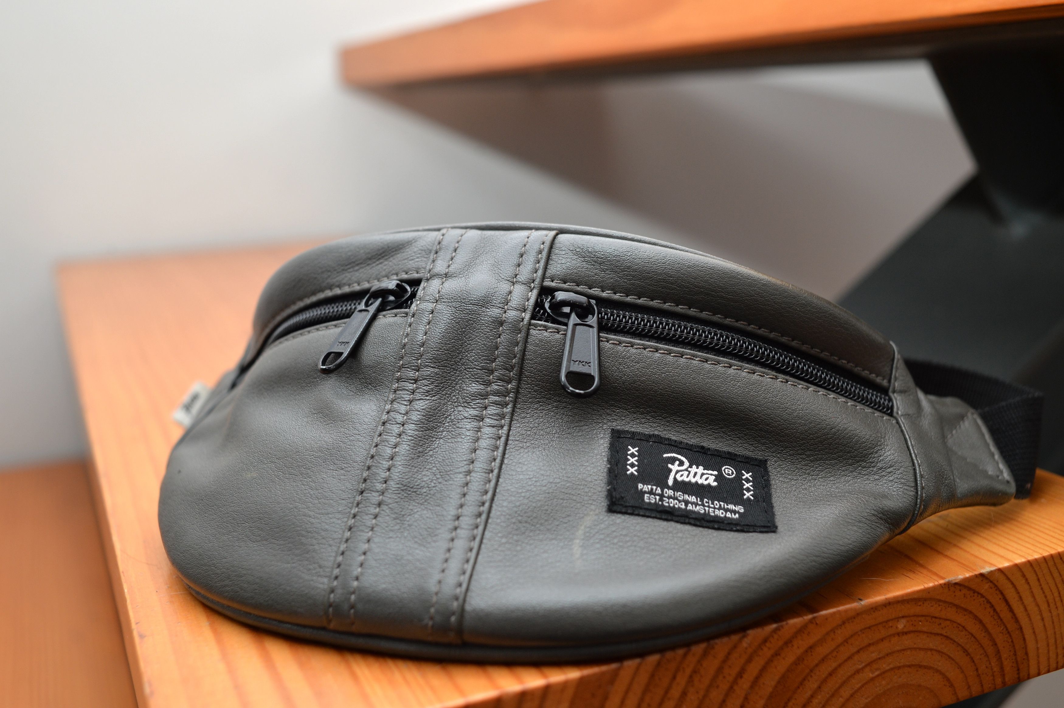 Patta Leather Waist Bag grey