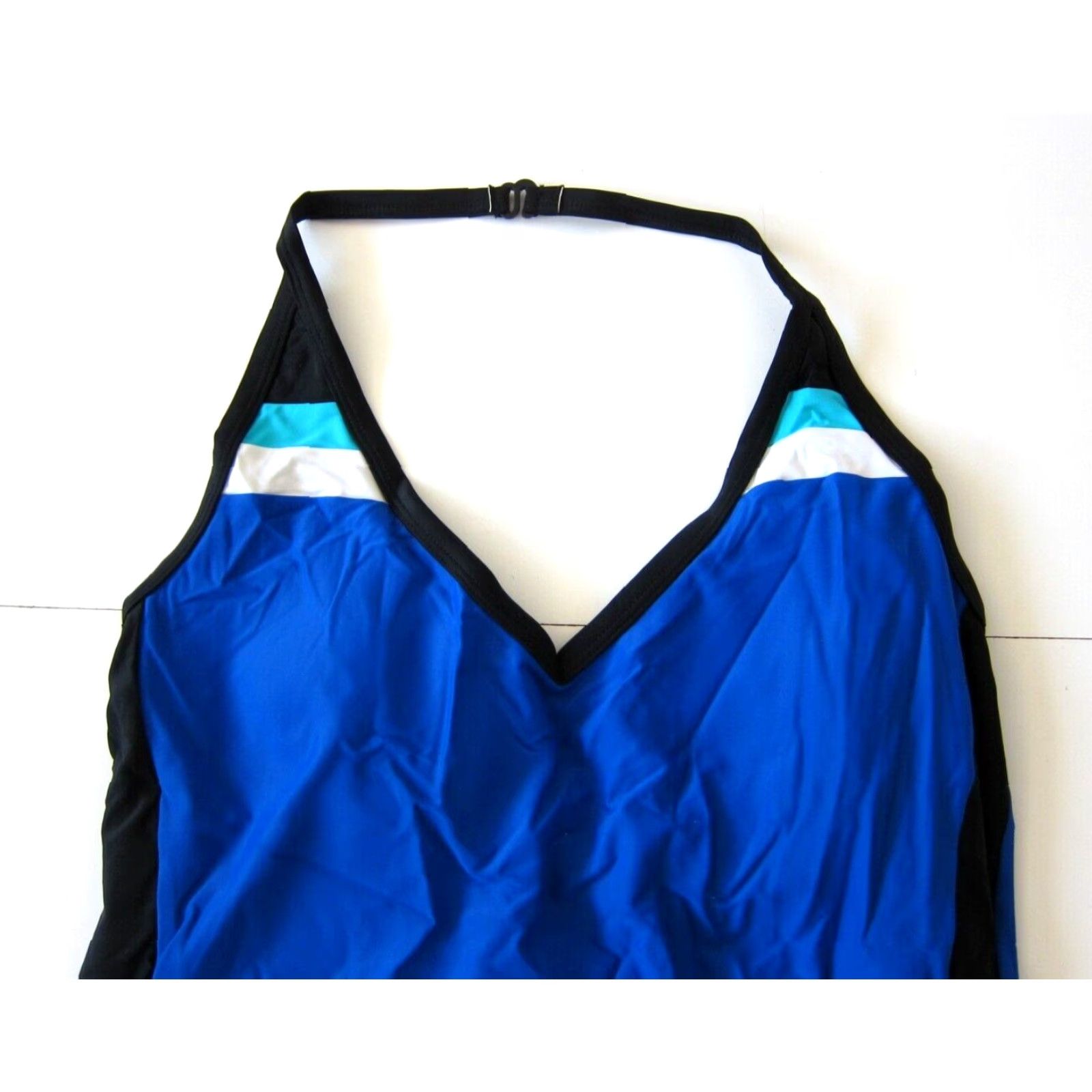 Vintage Athletech Top Halter Built In Bra Tankini Swim Blue 18 Womens Swimsuit Size XXL / US 16-18 / IT 52-54 - 3 Thumbnail