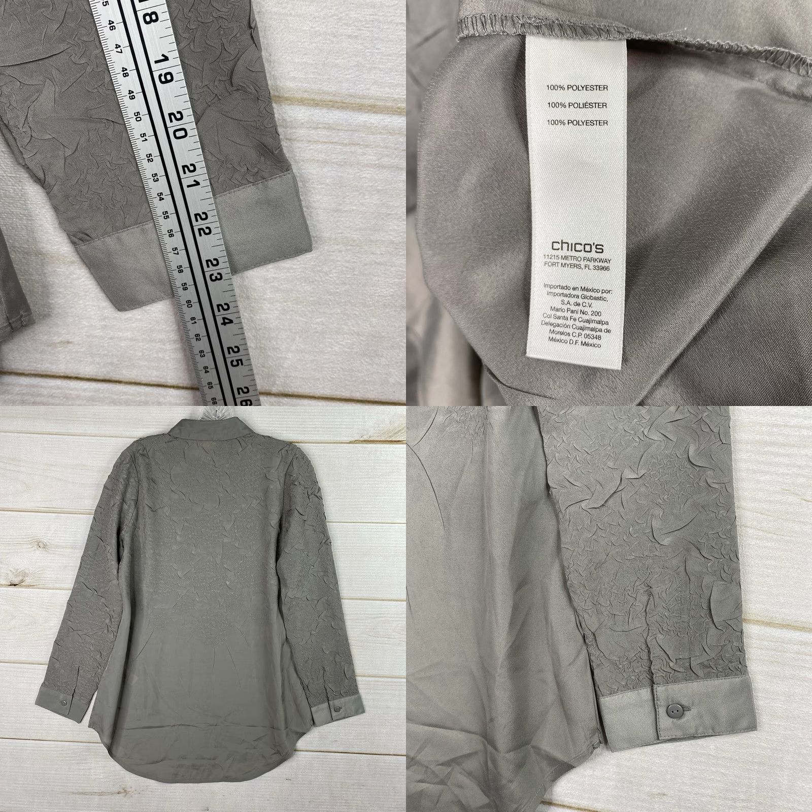 Vintage Chico's Button-Up Womens Sz S Gray Textured Pattern Silky Soft NWT White not applicable Size S / US 4 / IT 40 - 8 Thumbnail