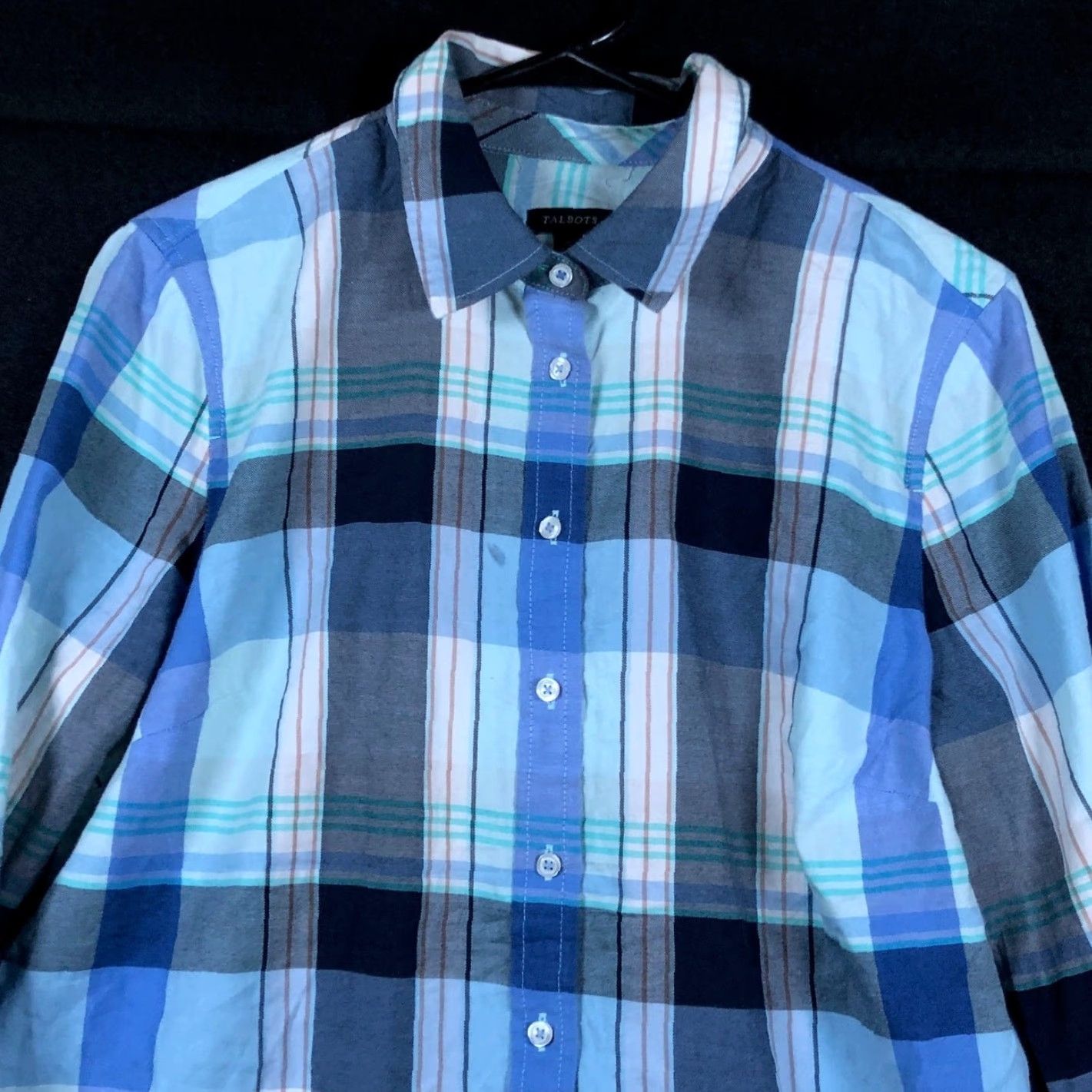 Talbots Talbots Womens Shirt Blue Multi Plaid Collared Button-Down 100% Cotton M Size M / US 6-8 / IT 42-44 - 2 Thumbnail