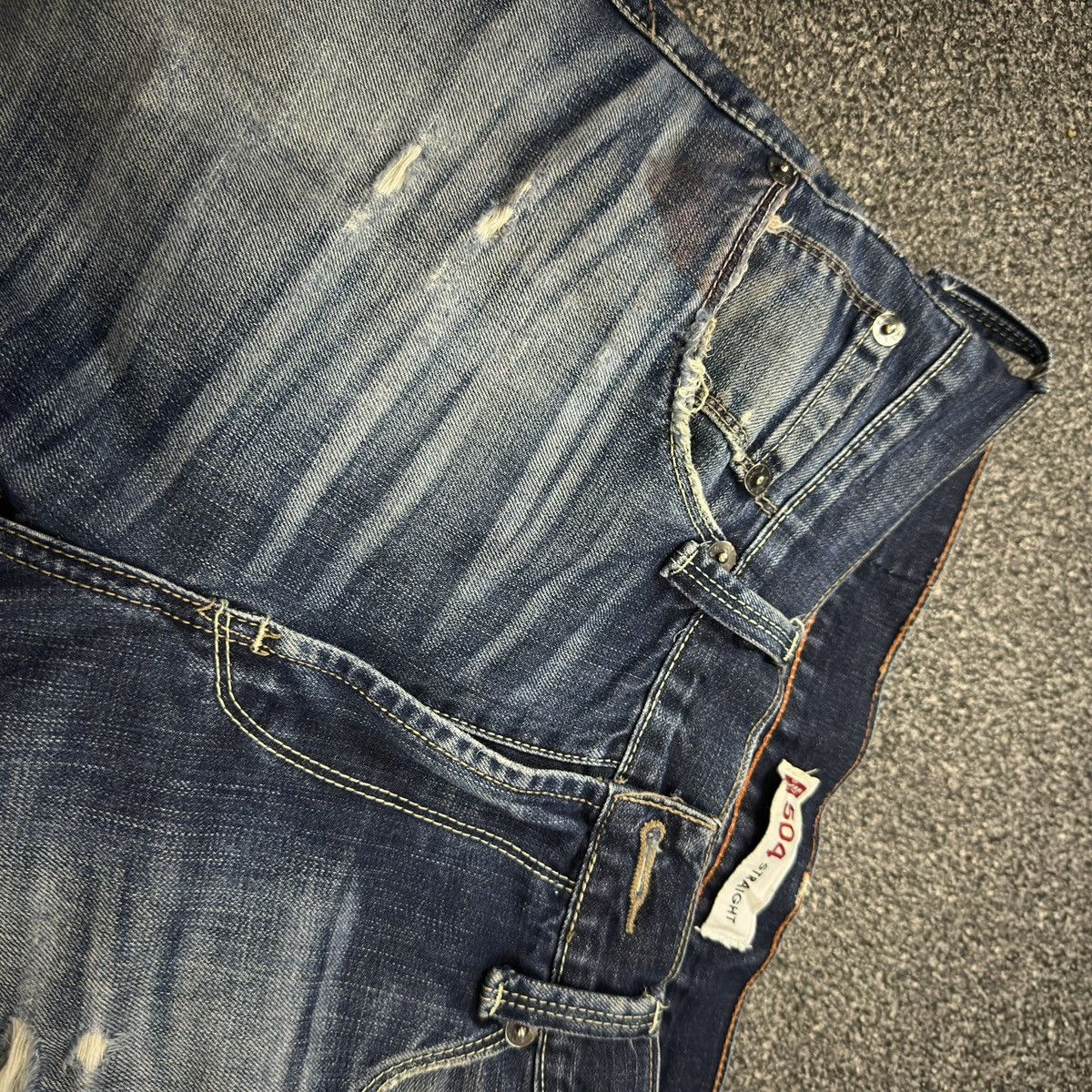 Levi's Made & Crafted Distressed Levis 504 Straight Unisex Y2k Washed Jeans Size US 31 - 13 Thumbnail