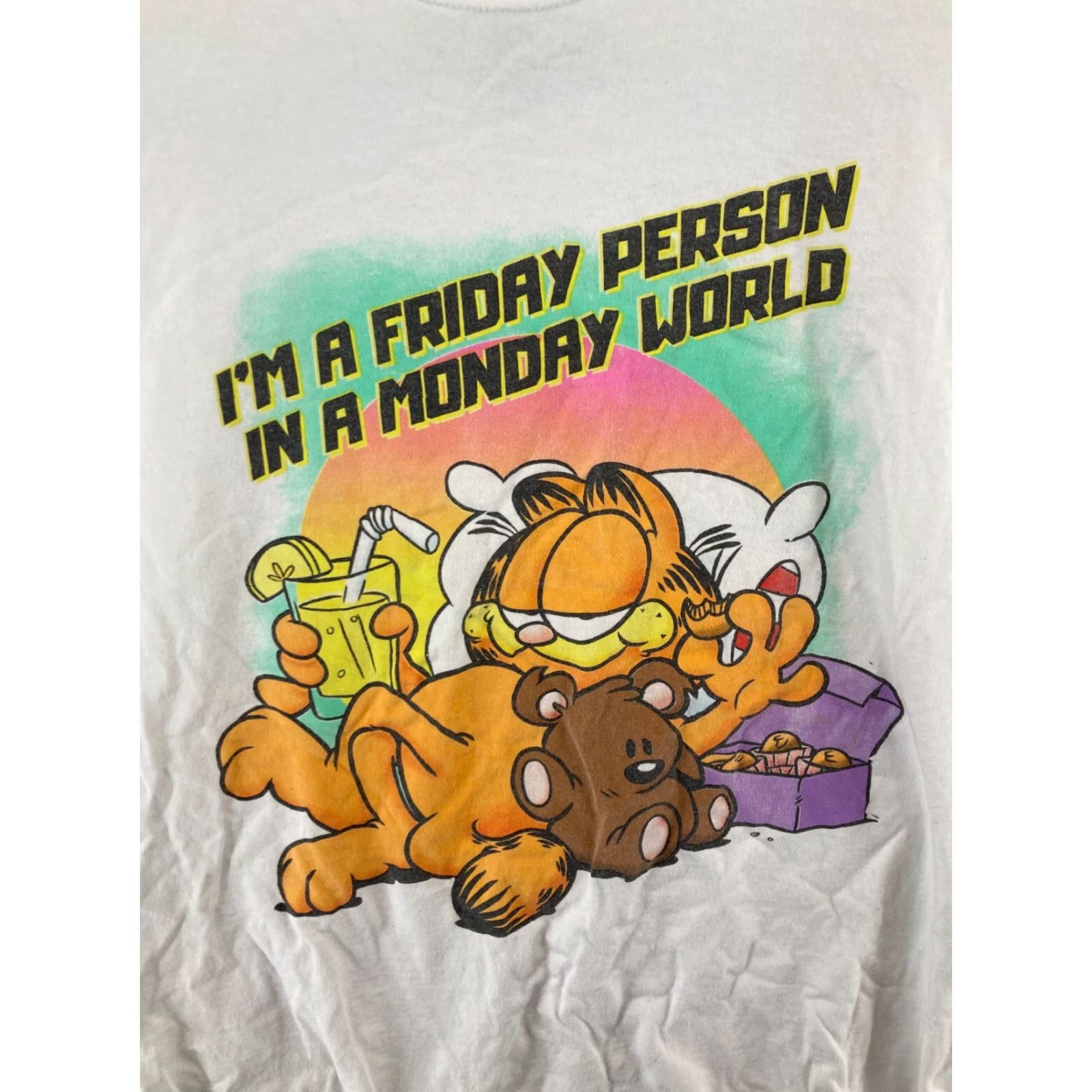 Vintage VINTAGE Garfield Men's T-Shirt Adult Medium White Cartoon 90s Crew Neck Short Sleeve Cotton Size US M / EU 48-50 / 2 - 4 Thumbnail