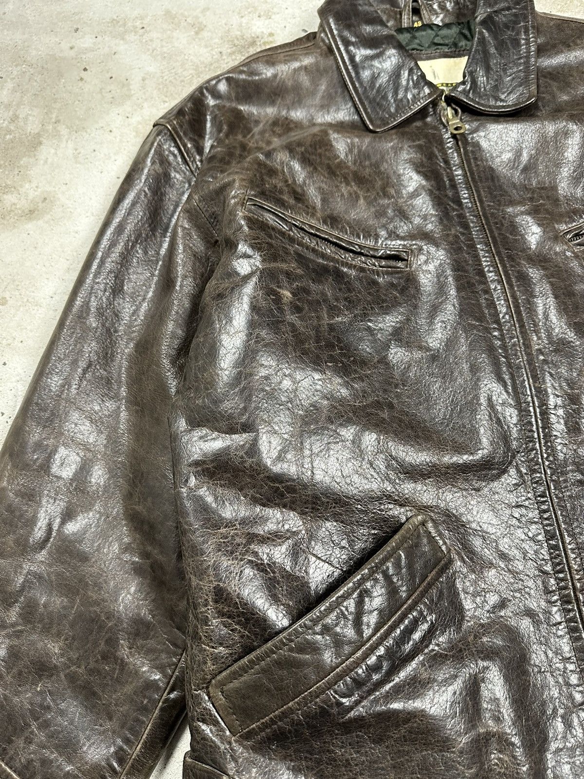 Genuine Leather × Vintage ‼️ Vintage 90s Brown Washed Leather Jacket Size US L / EU 52-54 / 3 - 5 Thumbnail