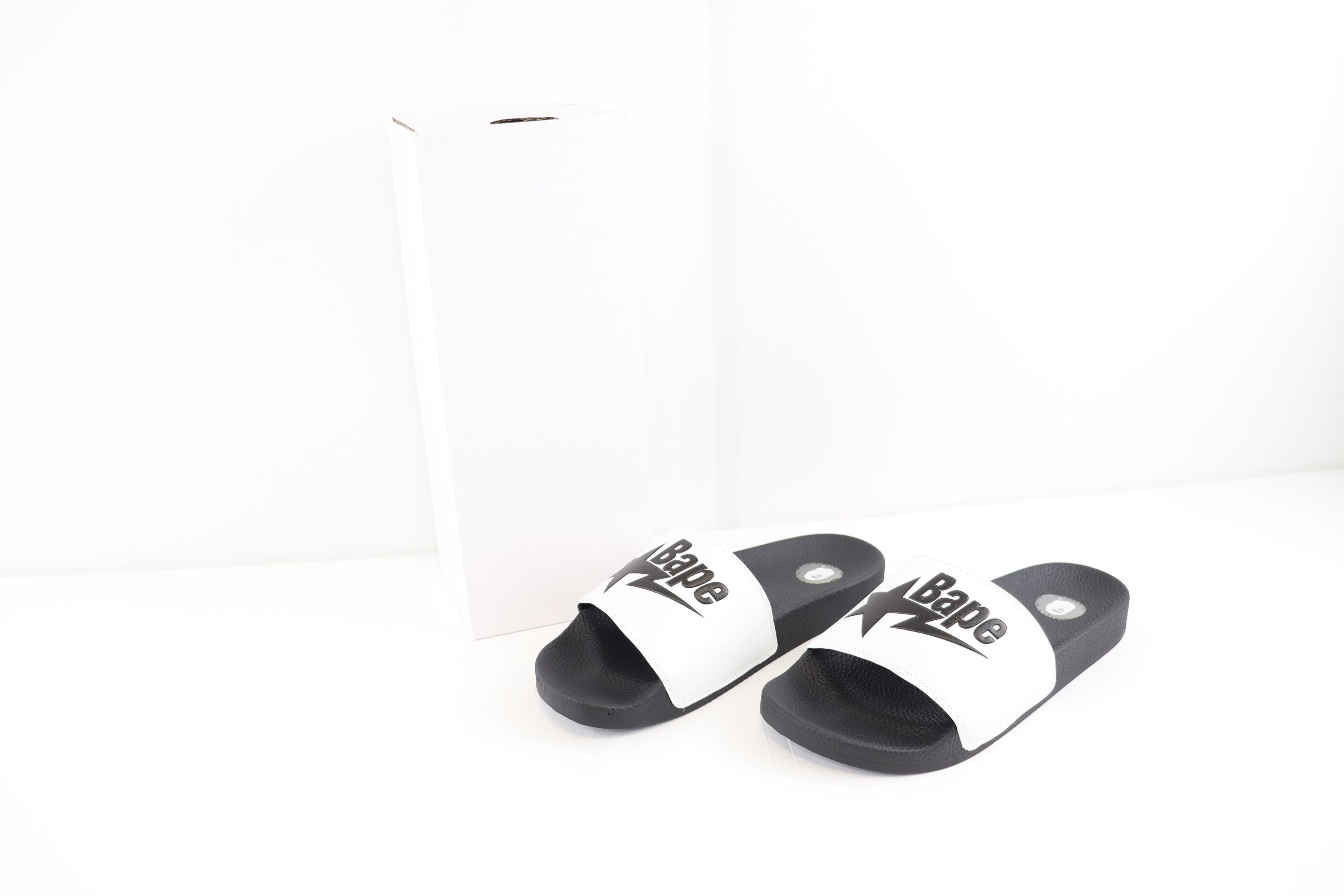 Bape o1rshd1 Bapesta Slides Sandals in Black White Size US 9 / EU 42 - 10 Thumbnail