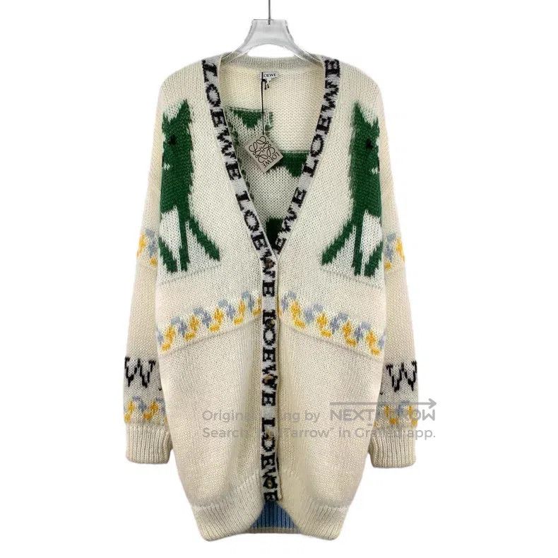 Loewe Loewe White Logo Flower Embroidered Mohair V-Neck Long Sle Size XS / US 0-2 / IT 36-38 - 1 Thumbnail