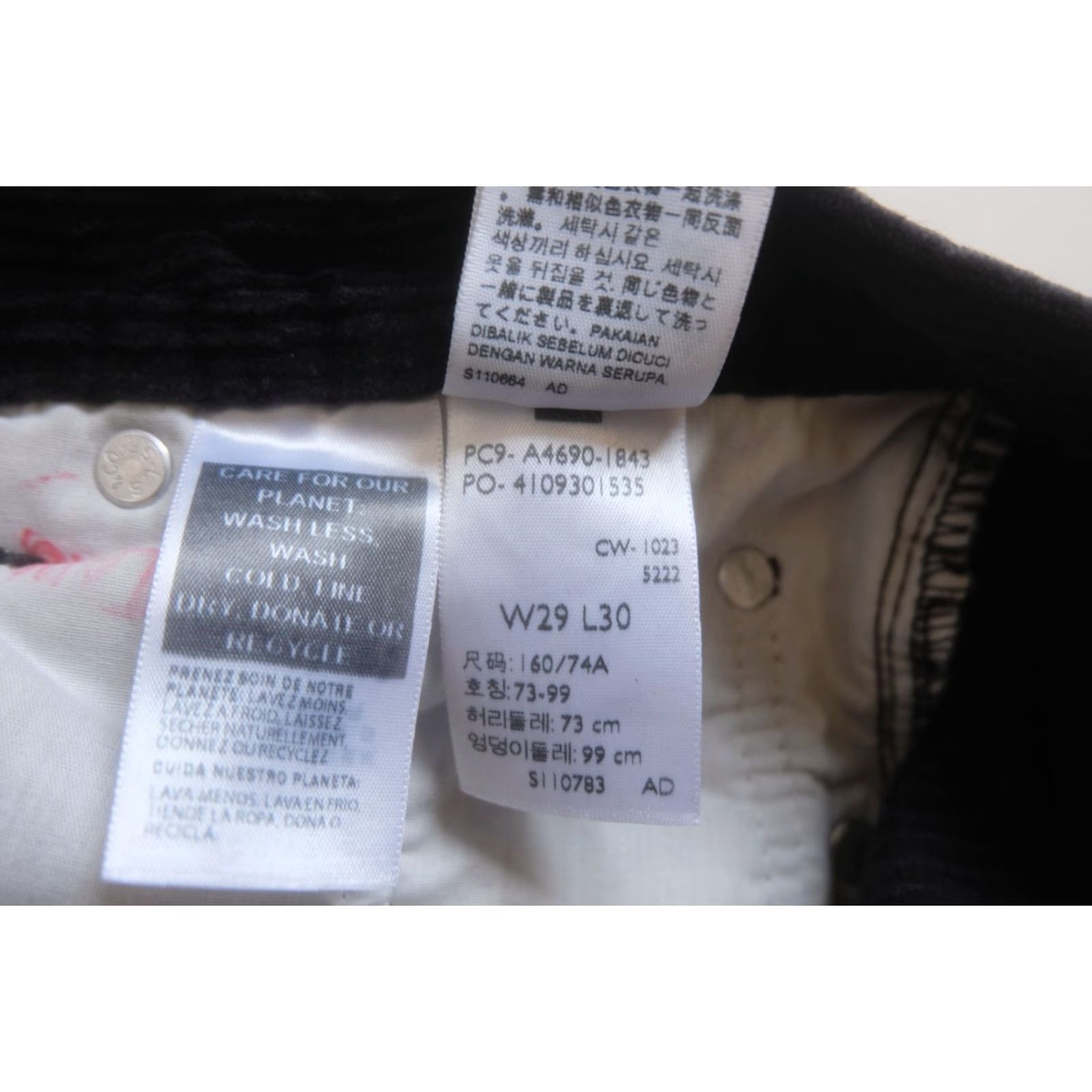 Levi's VINTAGE LEVI’S STRAUSS CORDUROY BLACK PANTS 90s Y2K RETRO CORE JEANS 2007 MEN 29x30 Size US 29 - 5 Thumbnail