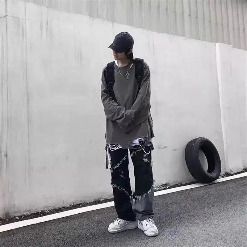 Japanese Brand Baggy Distressed patchwork jeans denim y2k vintage Size US 32 / EU 48 - 4 Thumbnail