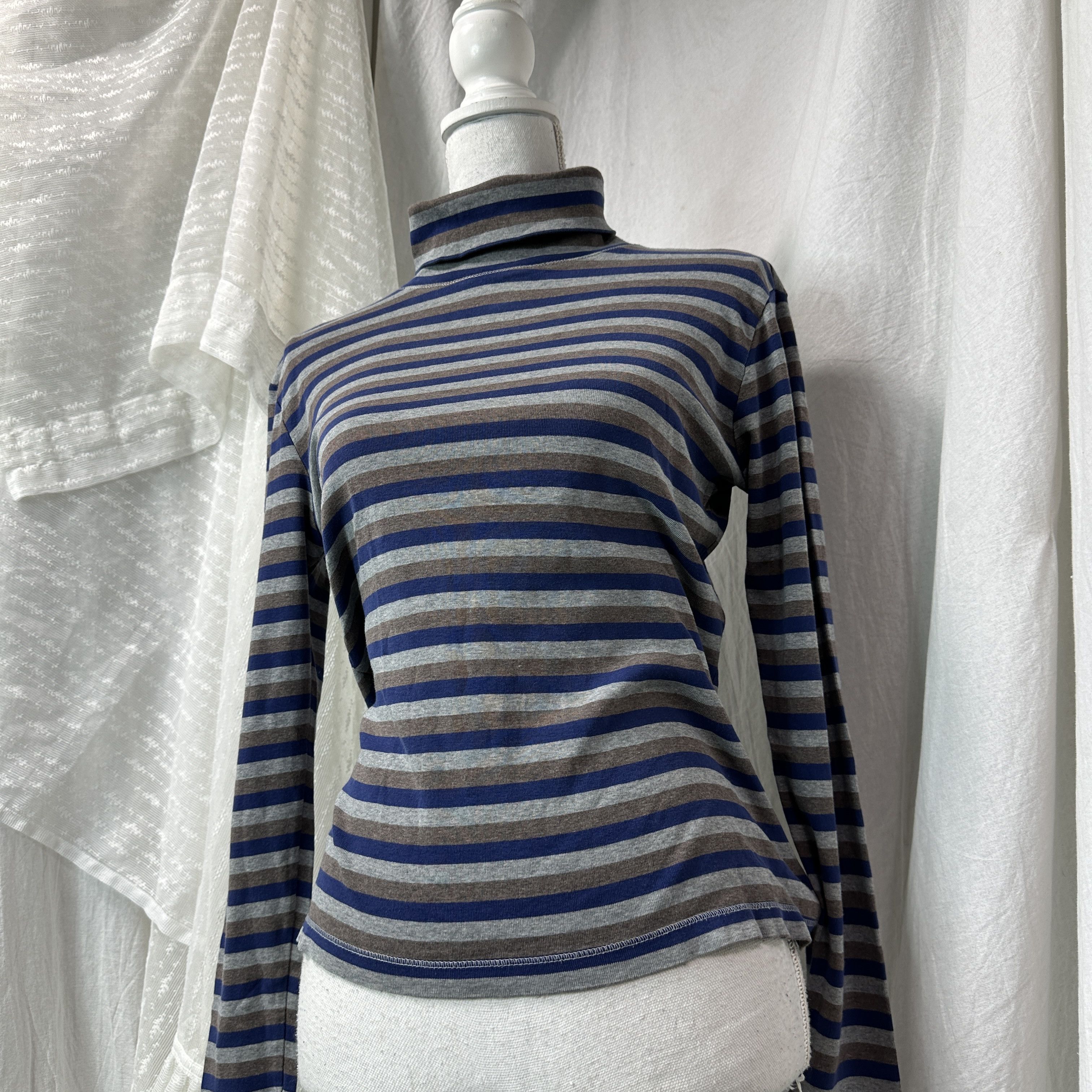 Vintage Vintage Striped Fitted Turtleneck Longsleeve Y2K Size S / US 4 / IT 40 - 5 Thumbnail