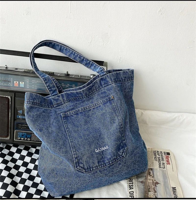 Japanese Brand × Vintage Denim Shopping Bag Designer Shoulder Solid Travel Military Size ONE SIZE - 5 Thumbnail