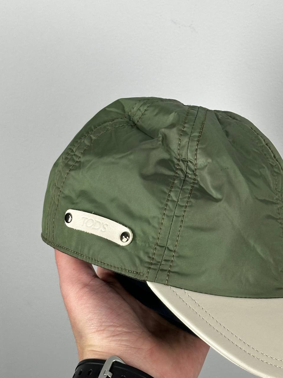 Tod's Tod's Green Nylon Leather Luxury Hat Size ONE SIZE - 3 Thumbnail