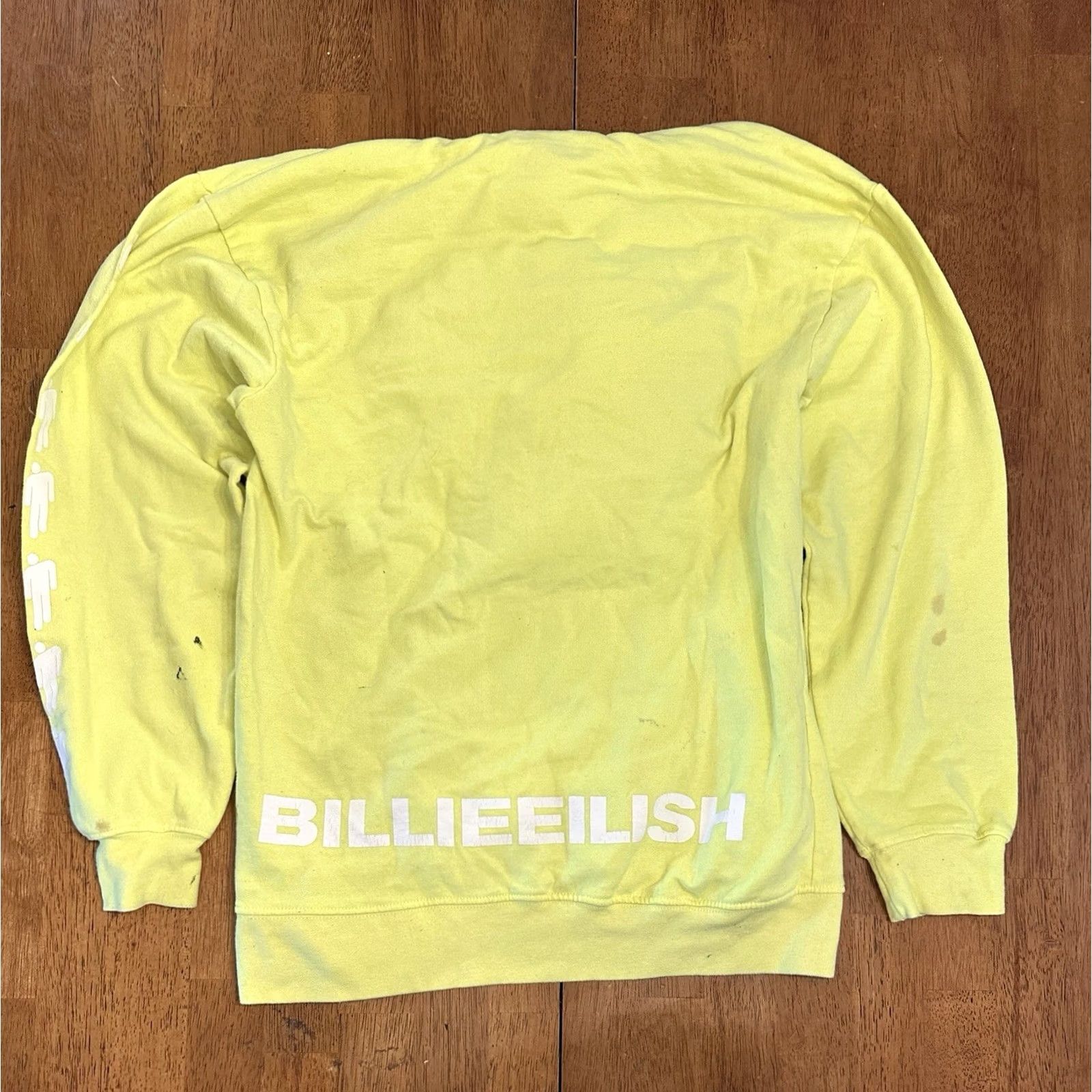 Vintage Billie Eilish Hoodie Sweatshirt Small 2020 Yellow Neon Stains Distress Womens Regular Hoodie Pullover Graphic Print Logo Pockets All Seasons VINTAGE? Size S / US 4 / IT 40 - 5 Thumbnail