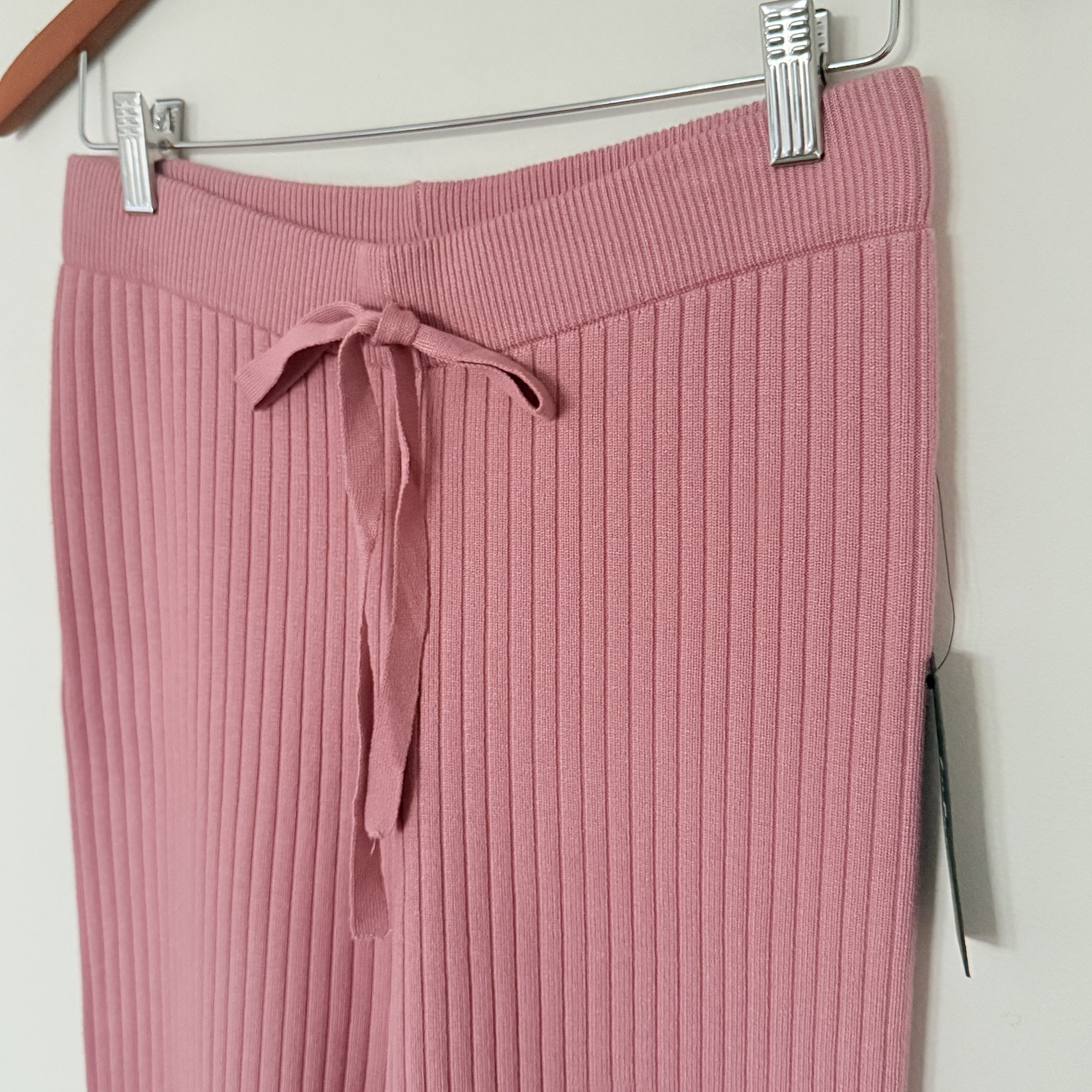 Lulus Lulus Snuggly Pink Ribbed Knit Wide-Leg Pants High Waist Size 27" / US 4 / IT 40 - 4 Thumbnail