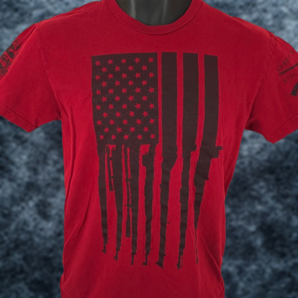 Vintage Grunt Style T Shirt Mens Size Small Red American Flag Military Navy Marines Short Sleeve Crew Neck Size US S / EU 44-46 / 1 - 1 Thumbnail