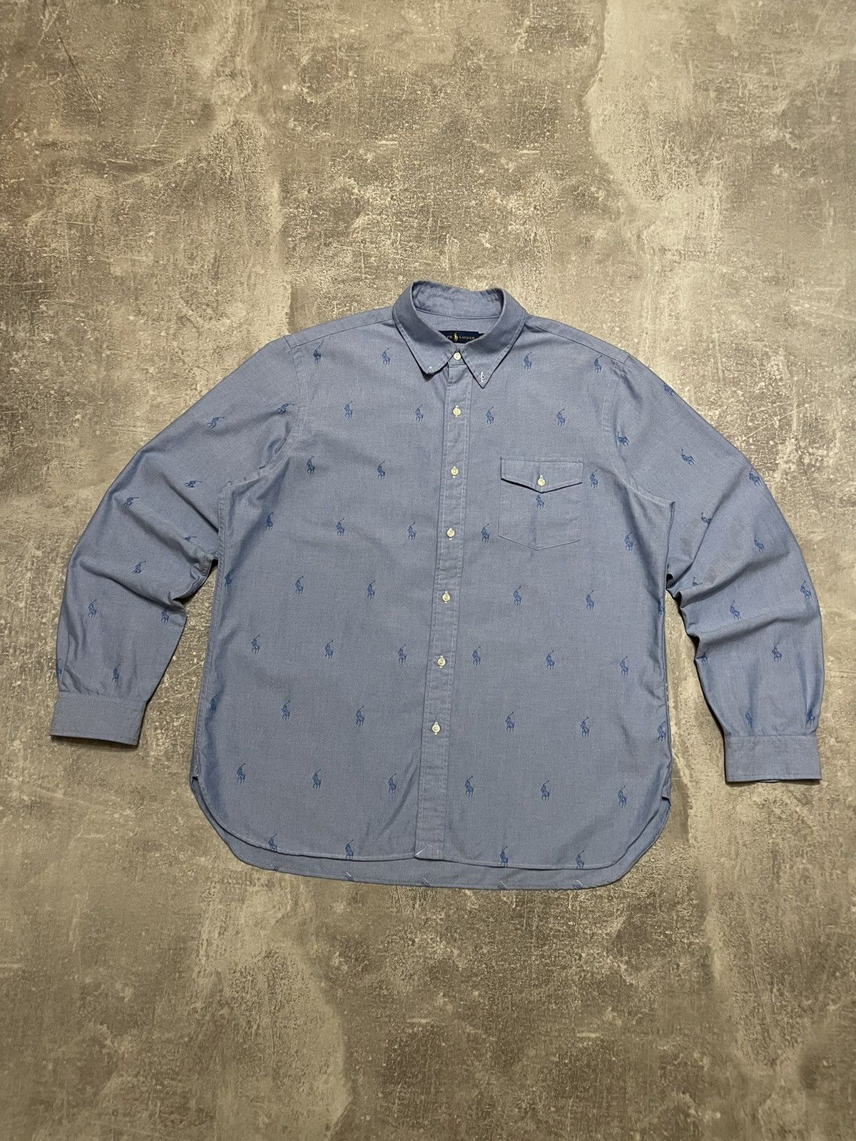 Polo Ralph Lauren Vintage Polo Ralph Lauren Monogram Pony Logo Shirt Button Up Size US XL / EU 56 / 4 - 1 Thumbnail