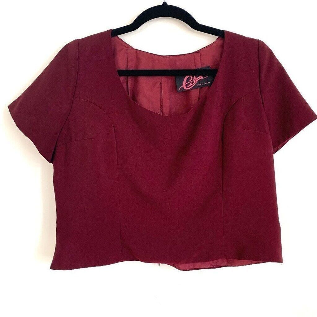 Vintage Vintage Satin Maroon Wine Cap Sleeve Top Women's Large Size L / US 10 / IT 46 - 2 Thumbnail