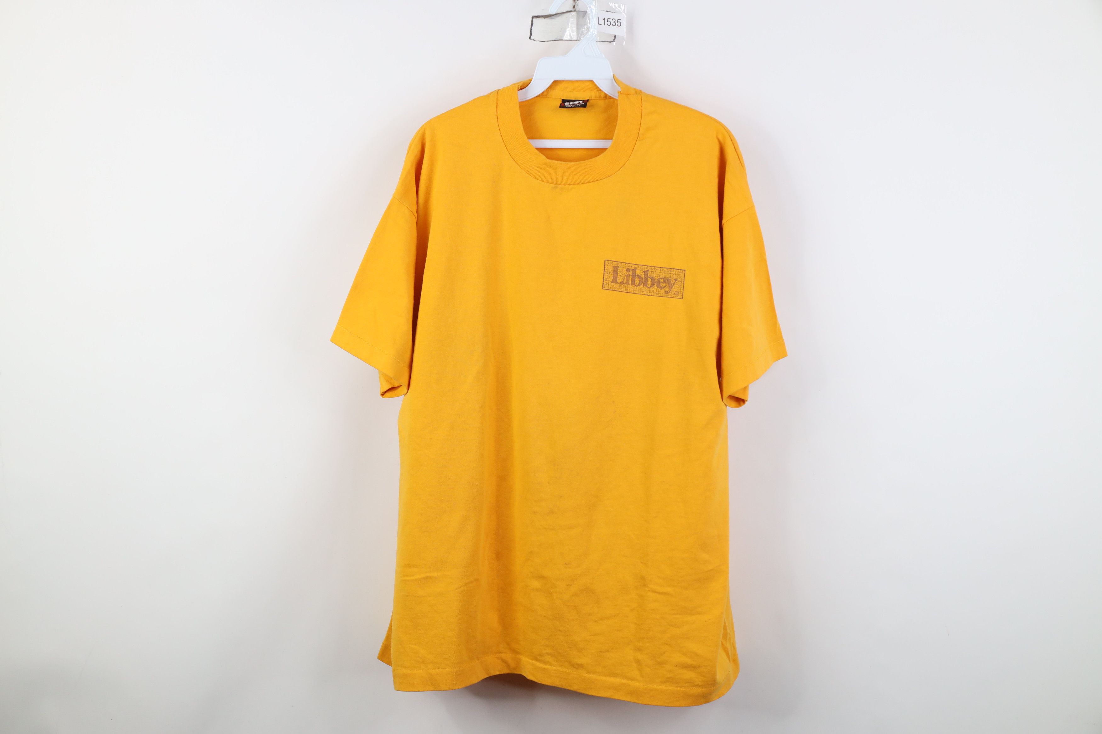 Vintage Vintage 90s Streetwear Spell Out Libbey Glass T-Shirt USA Size US XL / EU 56 / 4 - 1 Thumbnail