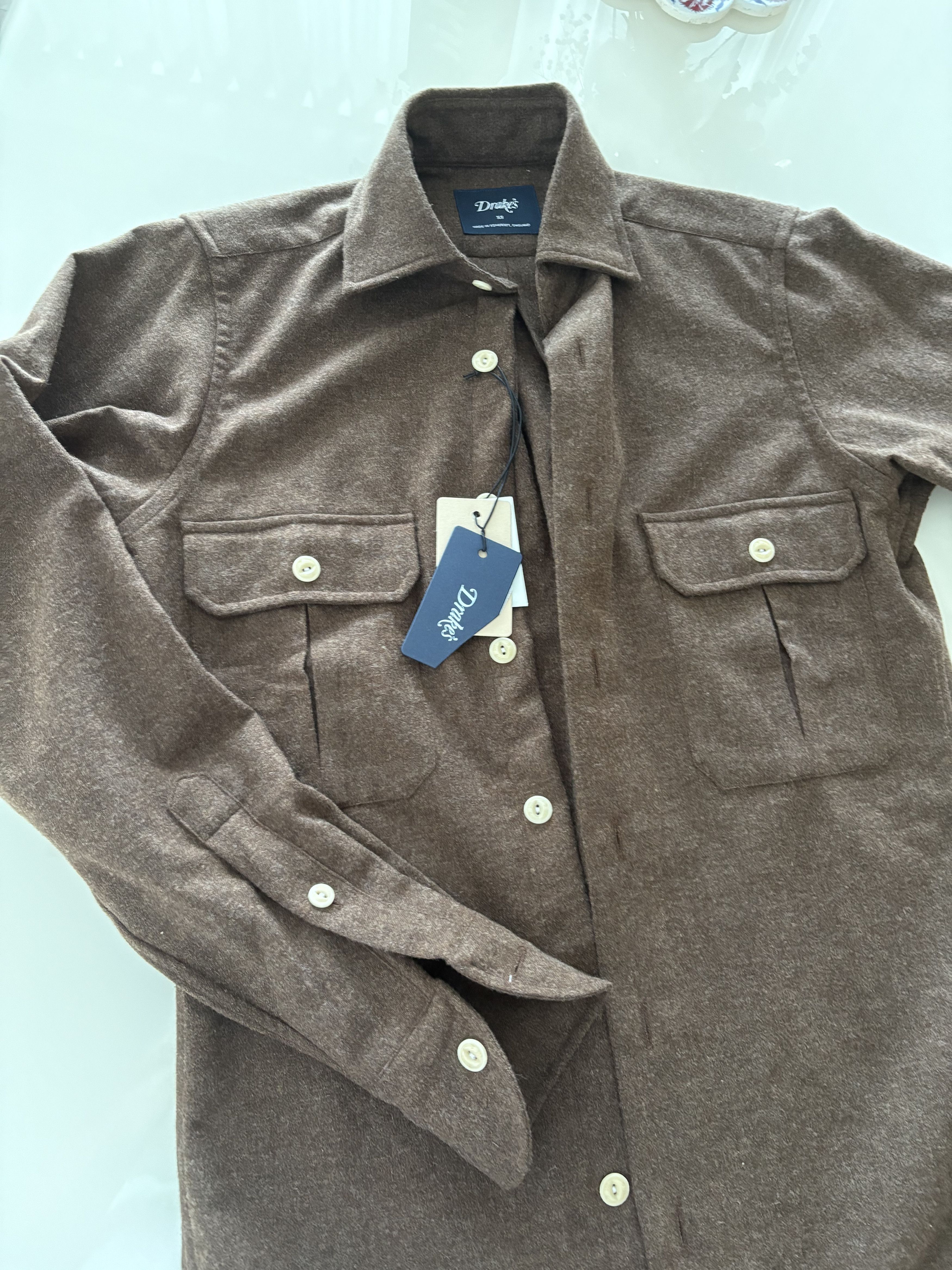 Drake's Wool Two Pocket Shirt Size US XS / EU 42 / 0 - 3 Thumbnail