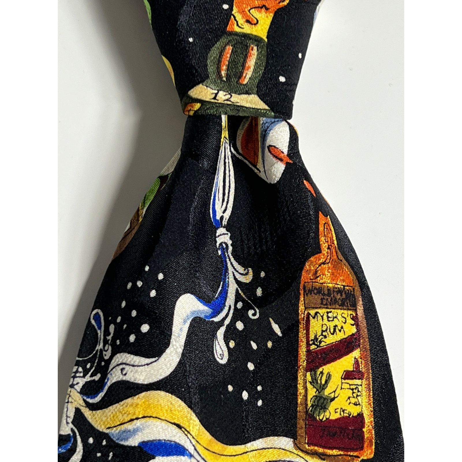 Nicole Miller Nicole Miller Mens Tie Novelty Black Blue 100% Silk Necktie Size ONE SIZE - 4 Thumbnail