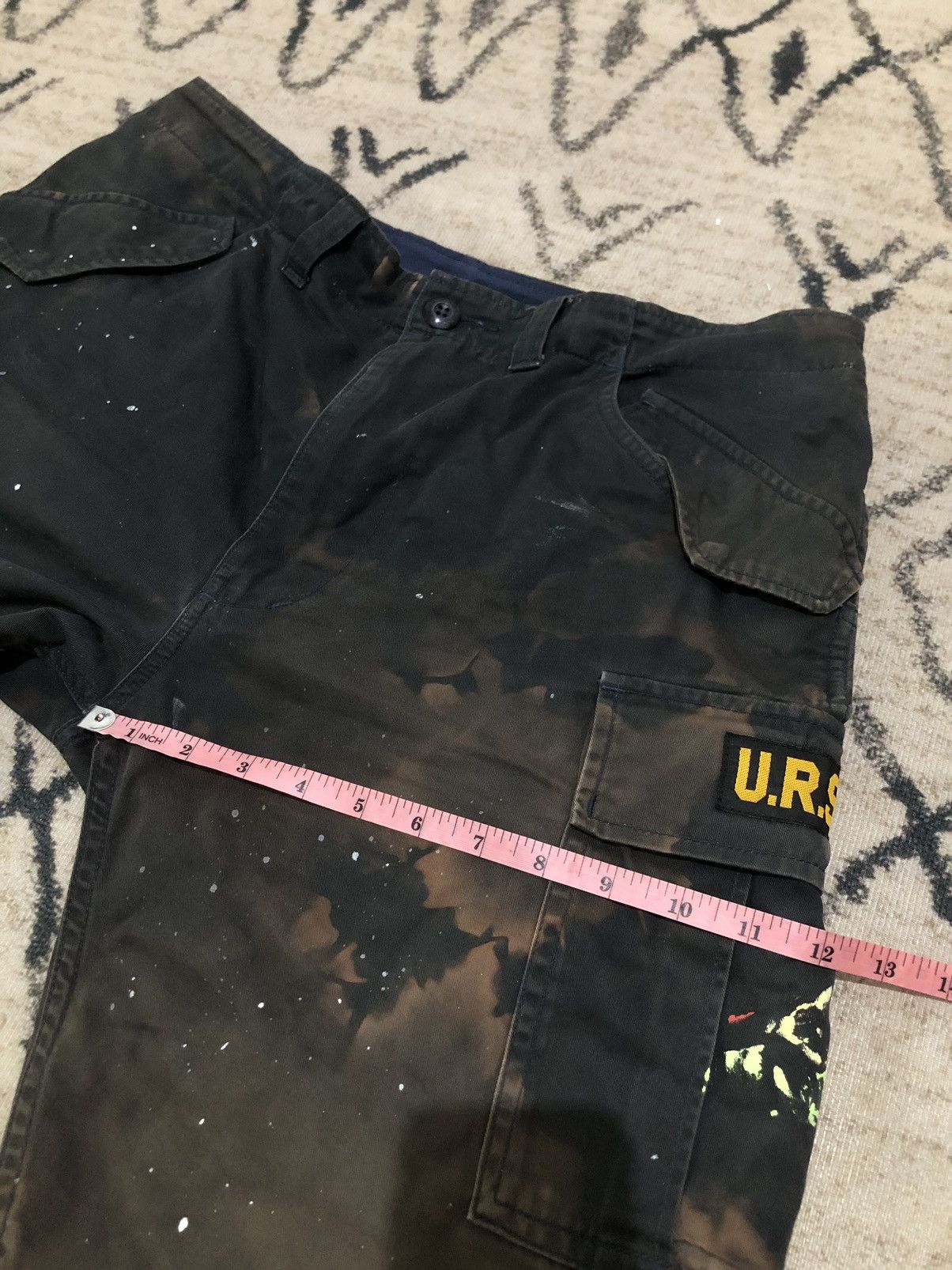 Bape Thrashed BAPE URSUS Paint Splatter Short Cargo Pants Size US 34 / EU 50 - 16 Thumbnail