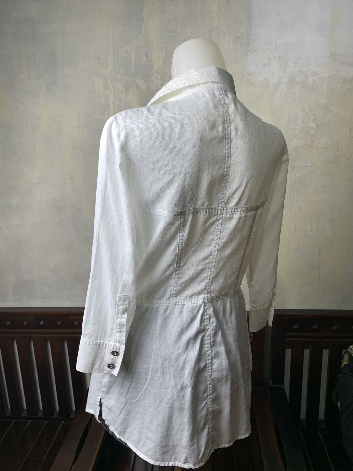 Japanese Brand XIX White Grunge Poem Graphic Blousy Dress Size S / US 4 / IT 40 - 3 Thumbnail