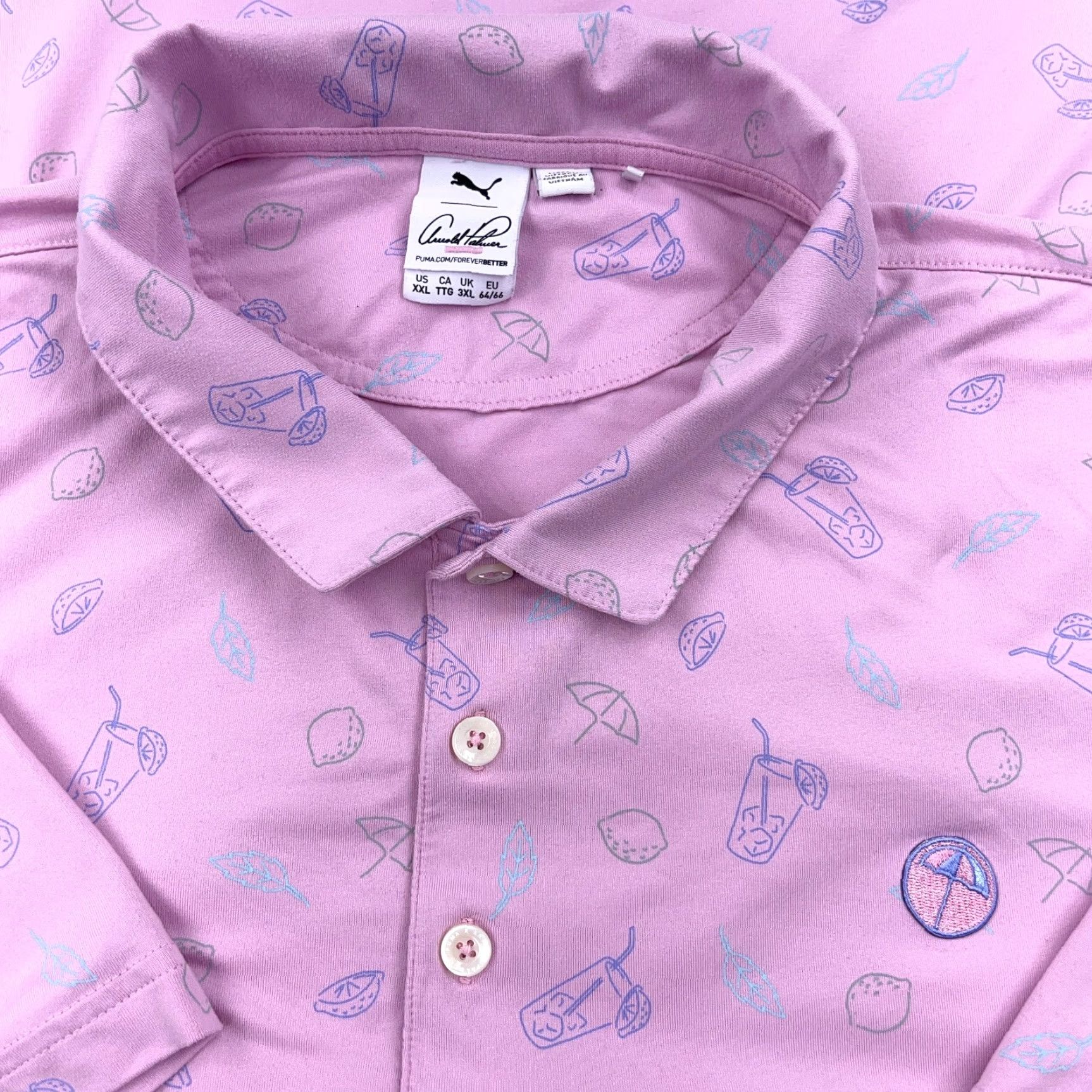 Puma Puma Arnald Palmer Polo Shirt Men XXL Pink Performance Lemonade Print Golf Adult Size US XXL / EU 58 / 5 - 3 Thumbnail