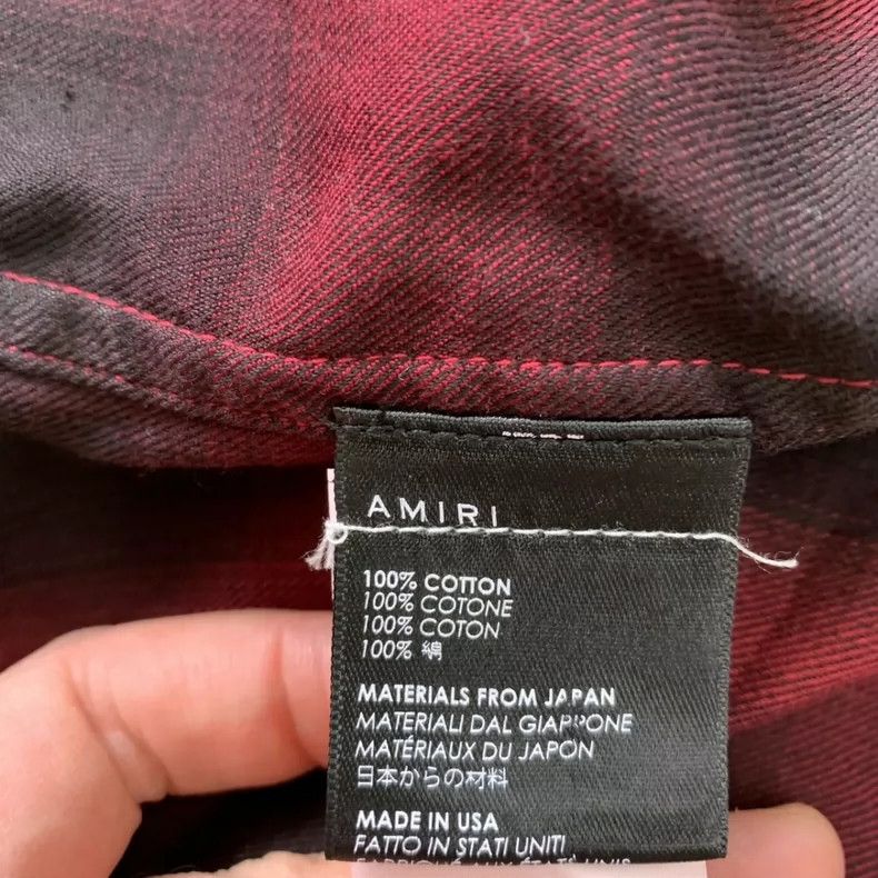 Amiri Amiri Red Distressed Fringed Plaid Shirt Size US M / EU 48-50 / 2 - 4 Thumbnail