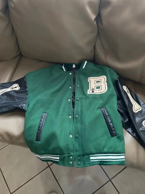 VIBE Skeleton Patchwork Graphic Embroidered Varsity Jacket y2k Size US L / EU 52-54 / 3 - 5 Thumbnail