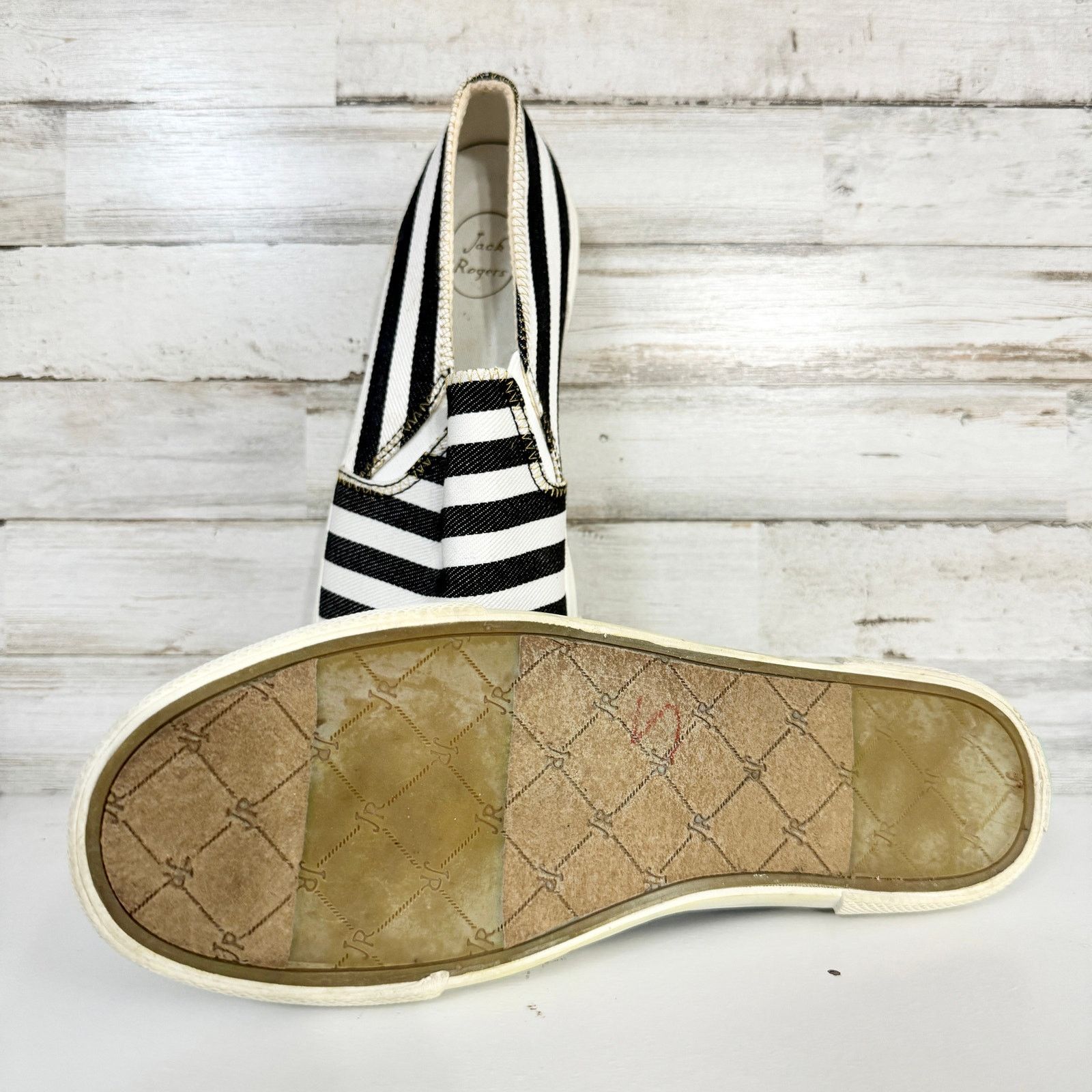 Jack Rogers Jack Rogers Women's Slip On Shoe Black White Striped 8.5 Size US 8.5 / IT 38.5 - 2 Thumbnail