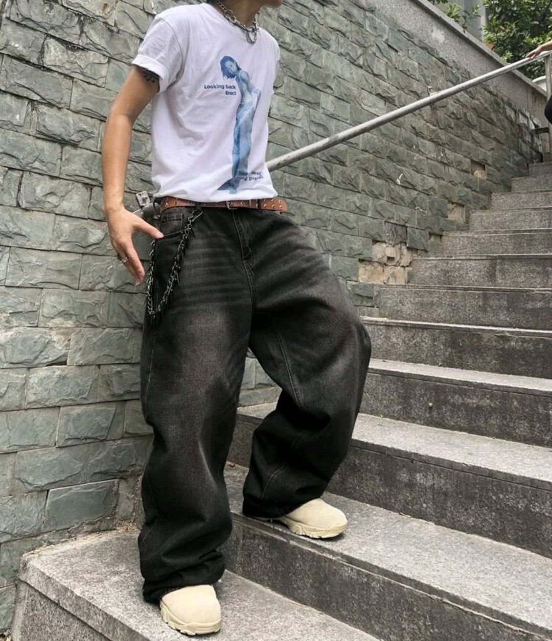 Japanese Brand Solid Color Simple Style Baggy Jeans Daily Size US 39 - 7 Thumbnail