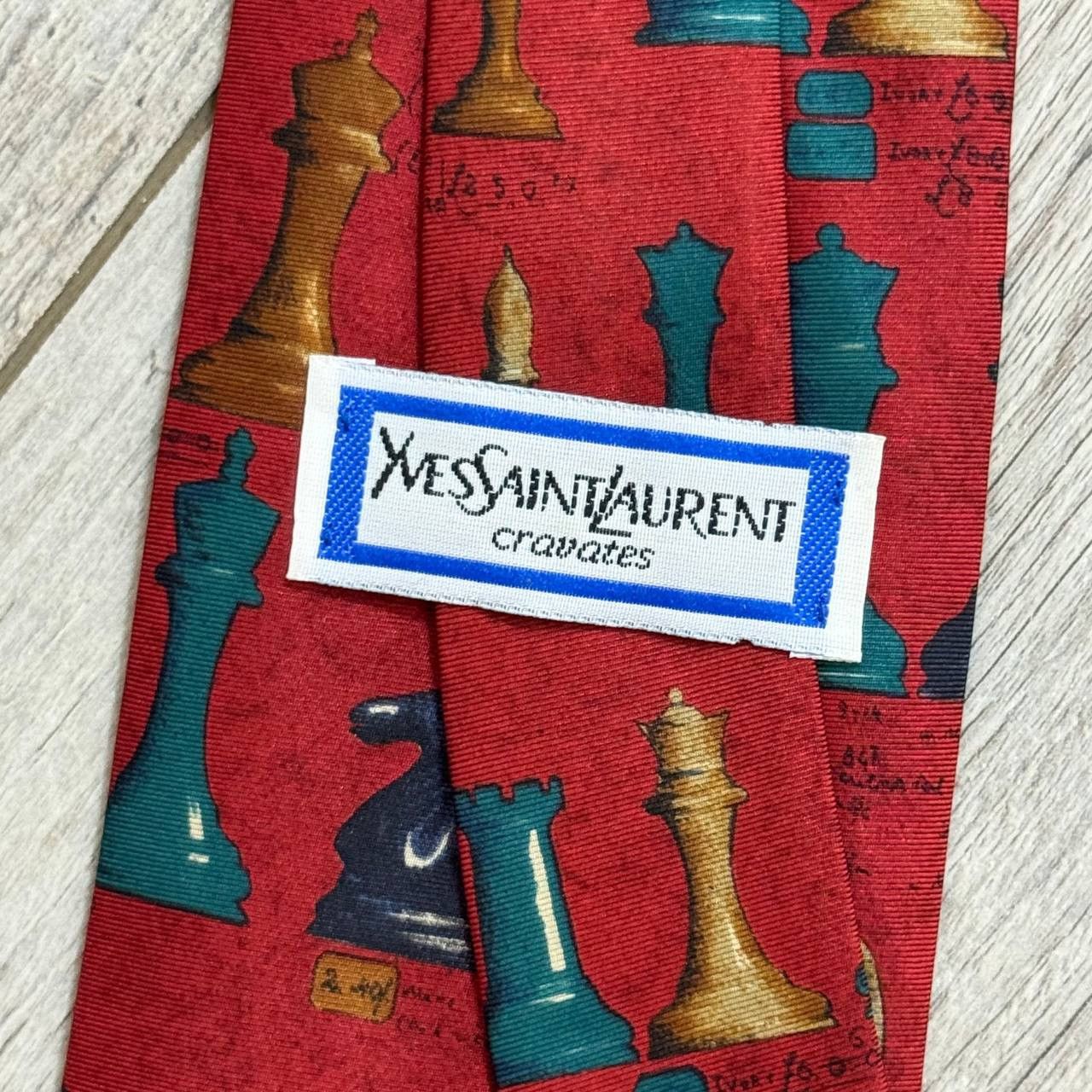 Yves Saint Laurent Vintage YSL Yves Saint Laurent Chess Pattern Silk Tie Size ONE SIZE - 2 Thumbnail