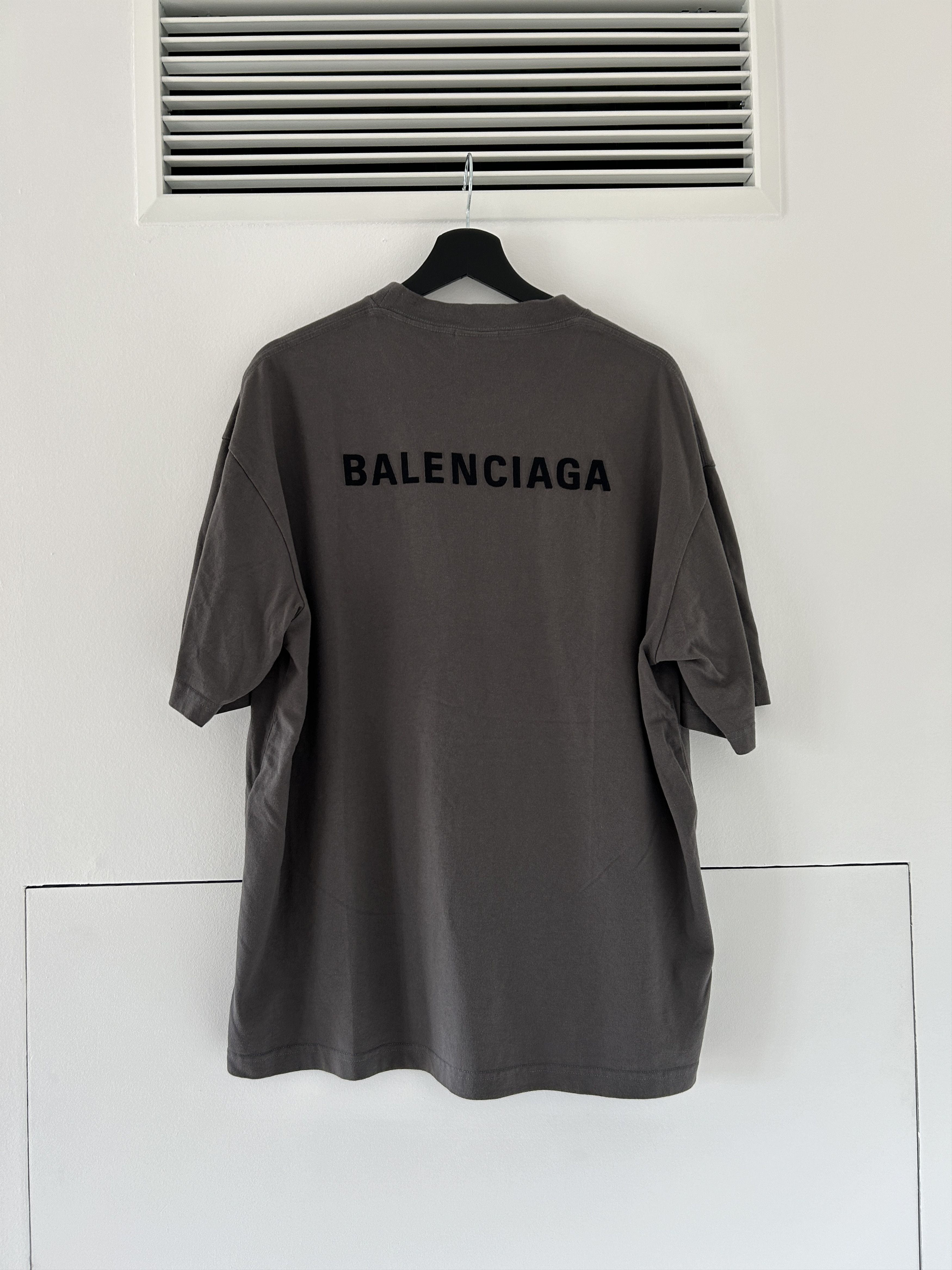 24AW new/BALENCIAGA ダメージ加工Tシャツ T-Shirt Gray Balenciaga Embroidered-Logo Cotton T-shirt 'Grey