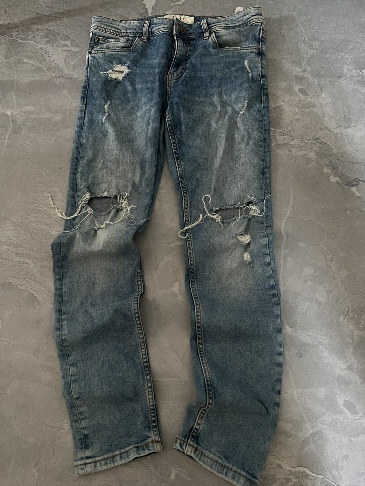 Japanese Brand Distressed Blue Relaxed Skinny Jeans / Y2K Street Style Swag Size US 30 / EU 46 - 2 Thumbnail