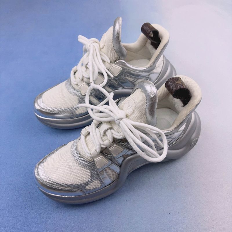 Louis Vuitton Louis Vuitton Silver Casual Sneakers 0079 Size US 5.5 / EU 38 - 1 Thumbnail