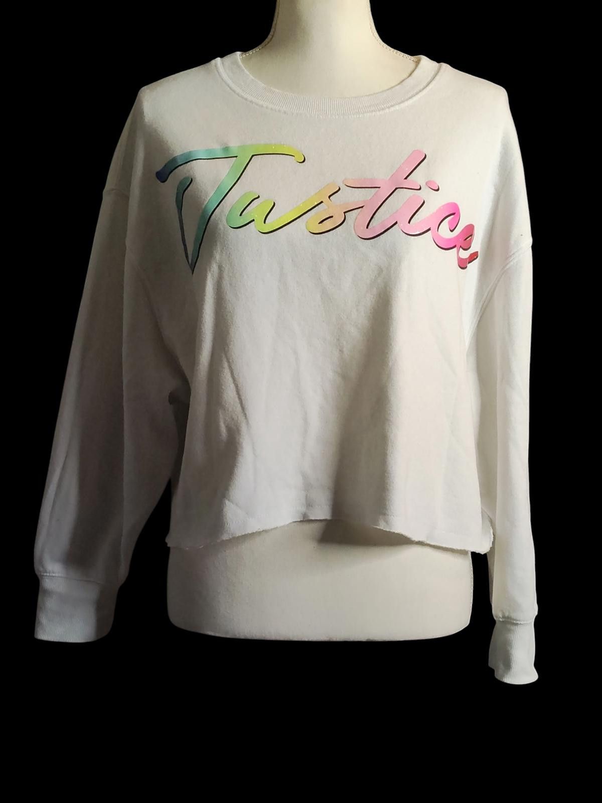 Other Justice White Crop Sweatshirt with Rainbow Logo Size L / US 10 / IT 46 - 3 Thumbnail