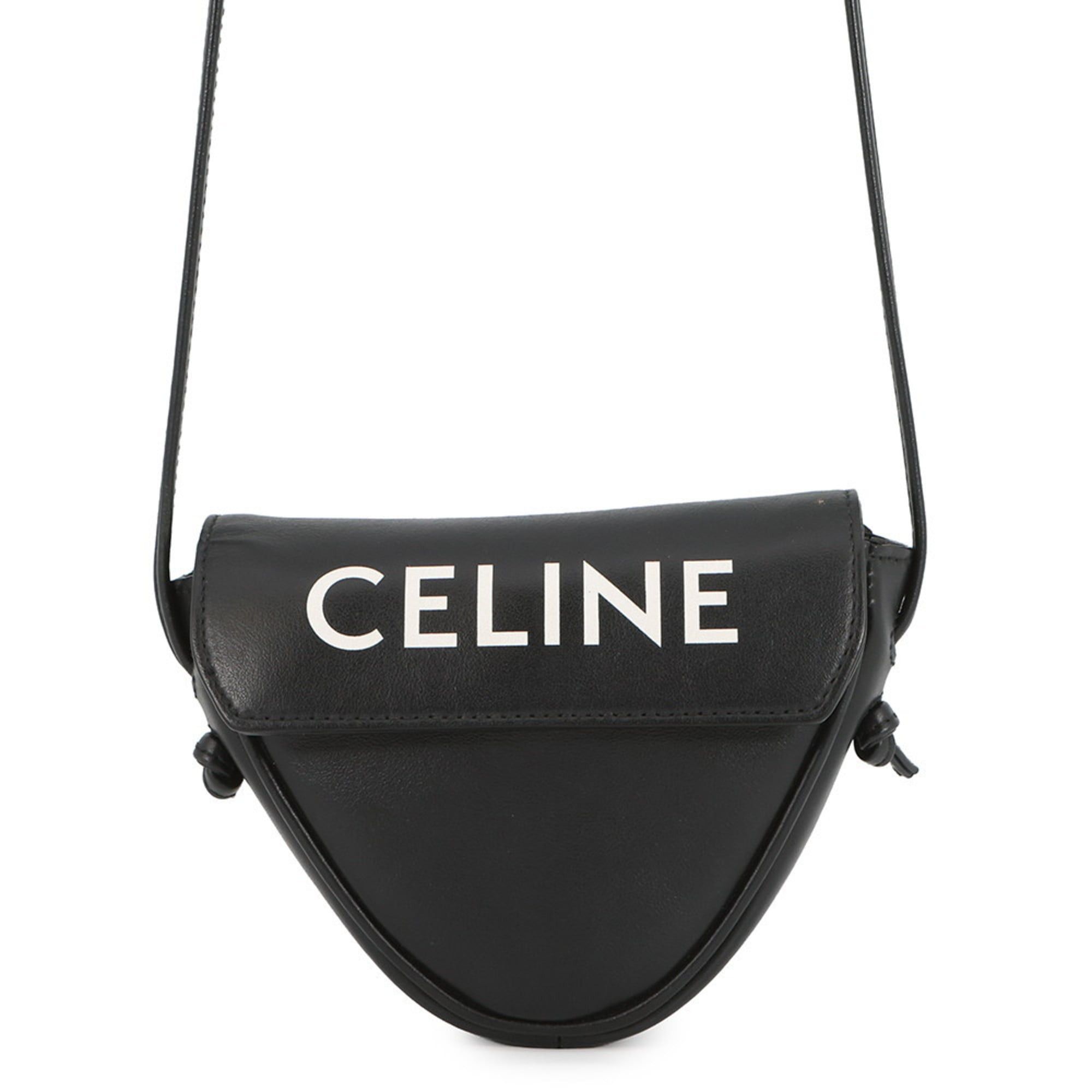 Celine Shoulder Bag Mini Triangle Leather 10I193Dmo Celine Pochette Black Handbag, Women's