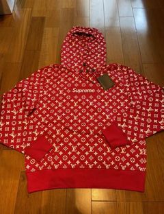 Supreme Louis Vuitton V Pattern Black Red Hoodie - Tagotee