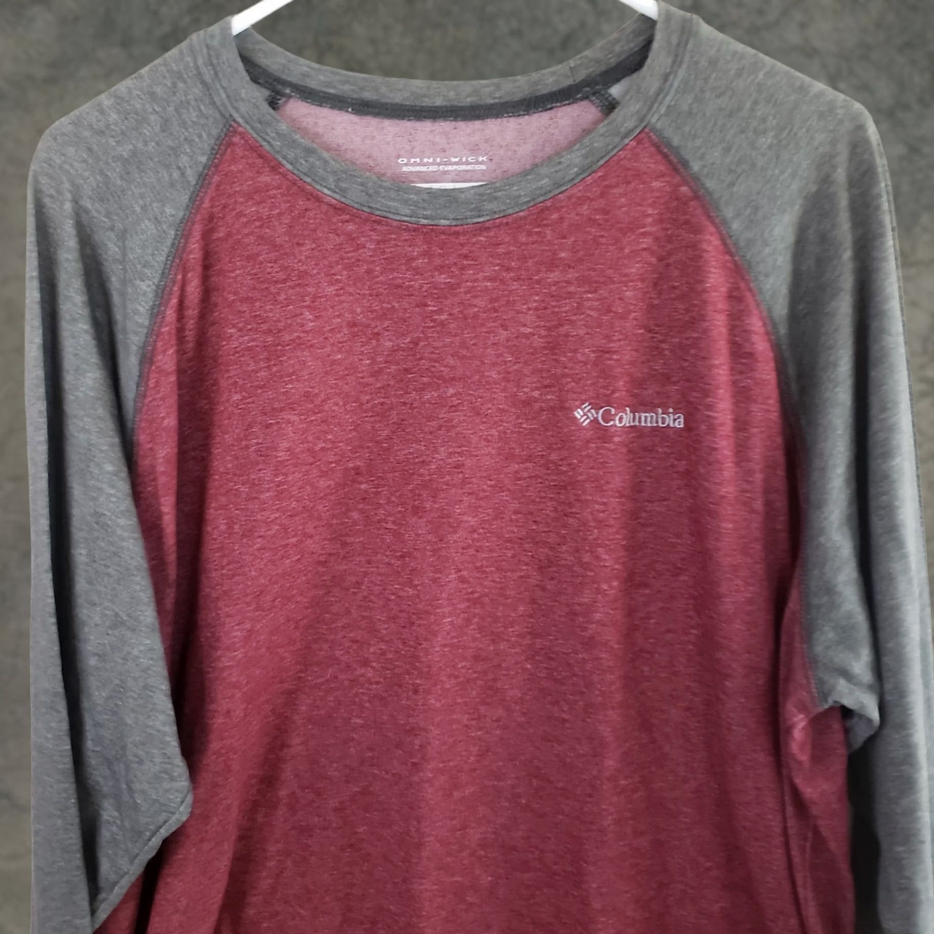 Vintage Columbia Men’s Omni-Wick Baseball Tee Long Sleeve Shirt Heather Red Gray XL Size US XL / EU 56 / 4 - 1 Thumbnail