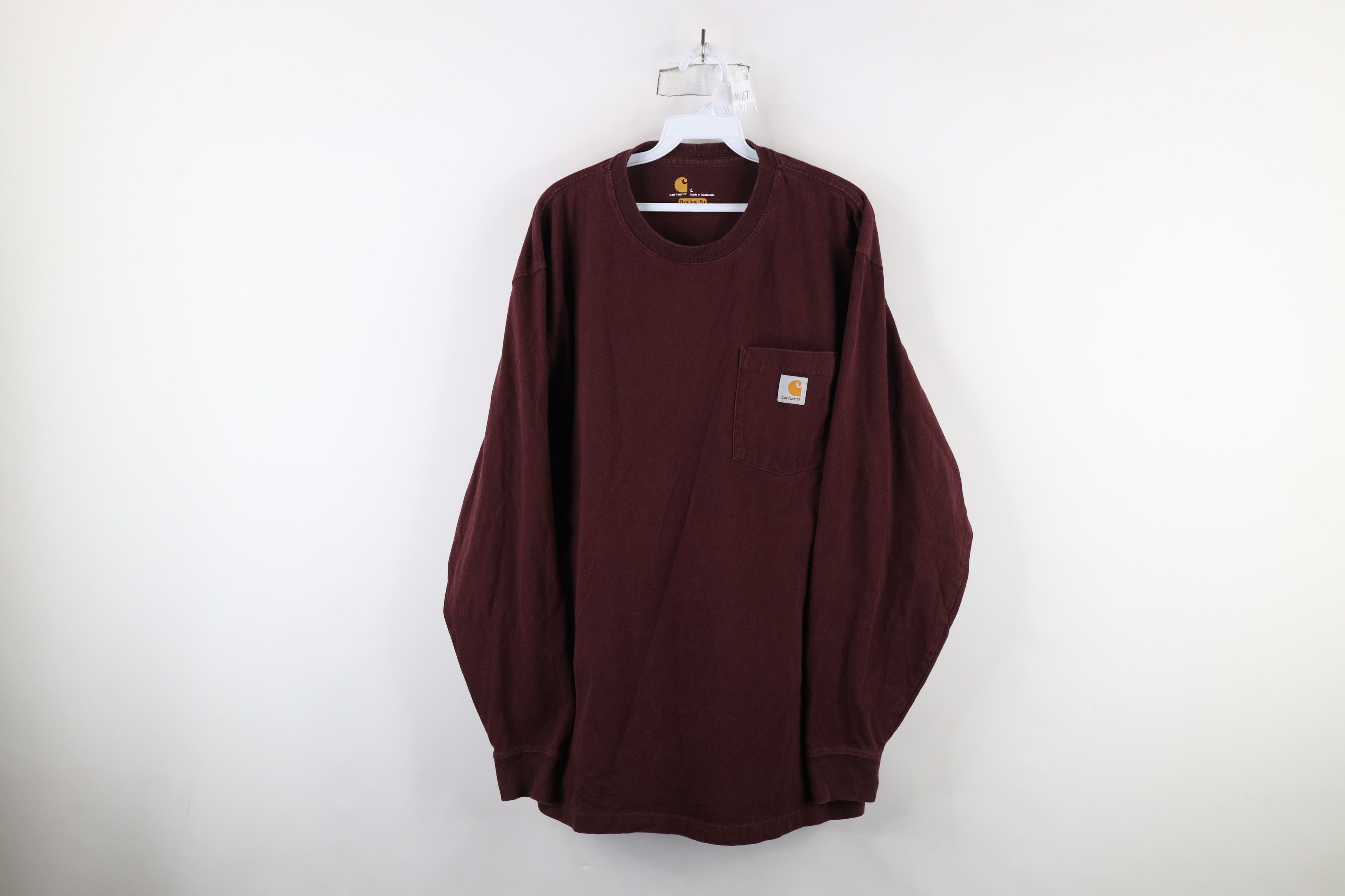 Carhartt × Vintage Vintage Carhartt Spell Pocket Long Sleeve T-Shirt Burgundy Size US L / EU 52-54 / 3 - 1 Thumbnail