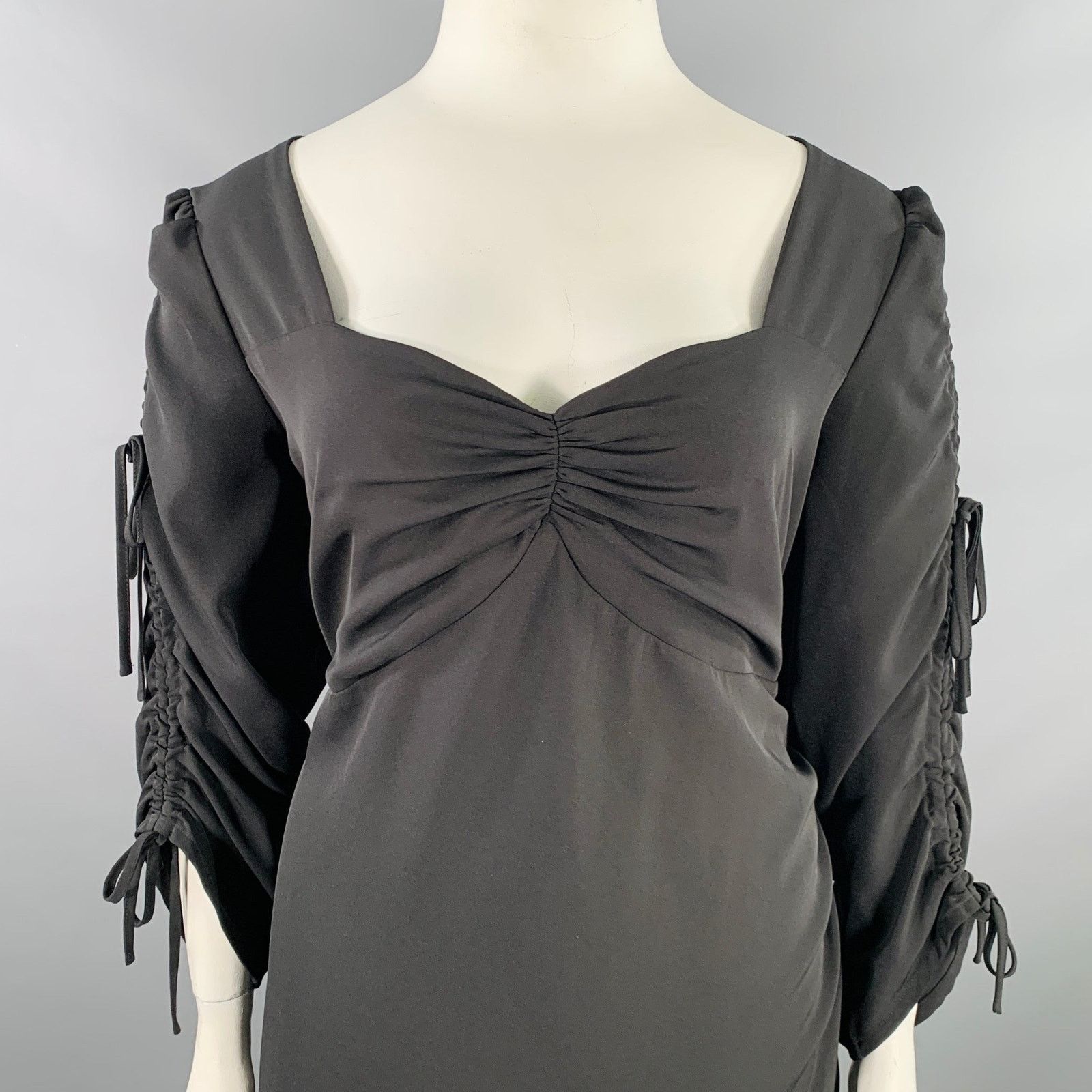 Rodarte Size 18 Black Polyester Blend Ruched Asymmetrical Dress Size XXL / US 16-18 / IT 52-54 - 2 Thumbnail