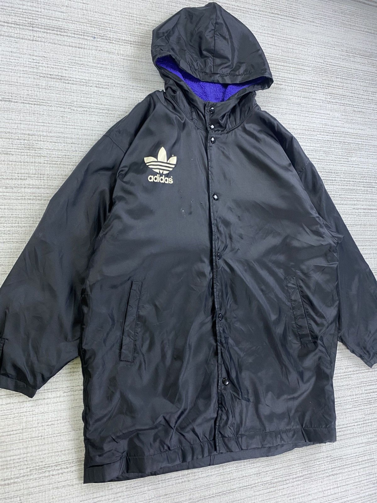Adidas × Vintage Vintage 90s Adidas Big Logo Lined Sherpa Oversized Jacket Size US XL / EU 56 / 4 - 3 Thumbnail