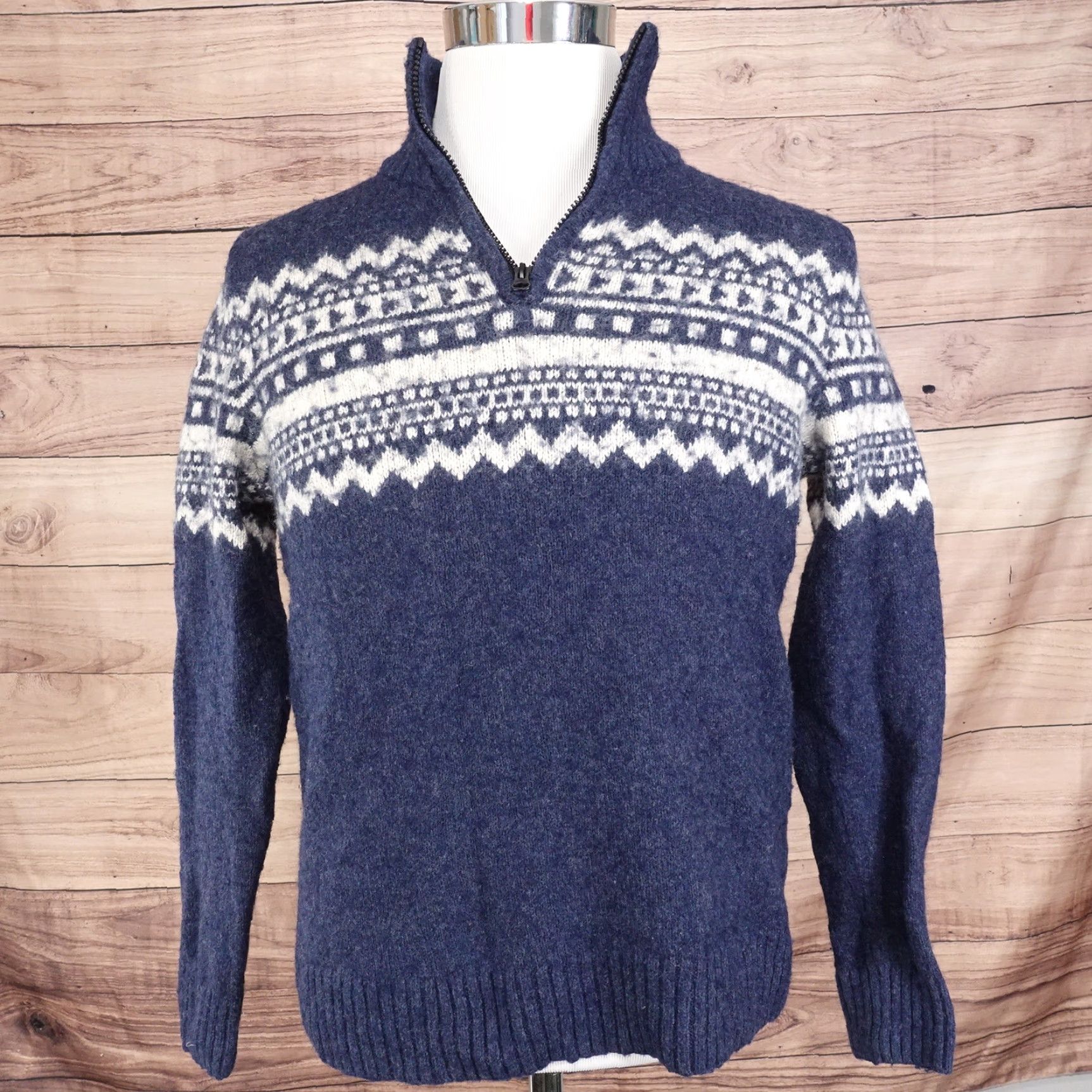 American Eagle Outfitters AMERICAN EAGLE SERIOUSLY SOFT MOCK NECK PULLOVER SWEATER MENS MEDIUM BLUE COTTON WOOL BLEND Size US M / EU 48-50 / 2 - 3 Thumbnail
