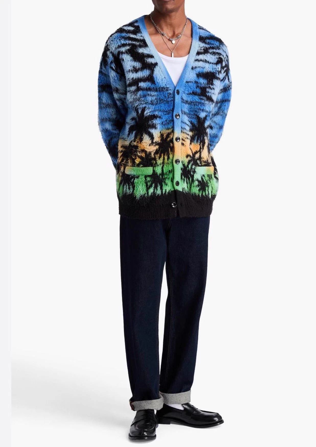 Celine CELINE Sunset Island Print Cotton-Blend Cardi L97N Size US L / EU 52-54 / 3 - 8 Thumbnail