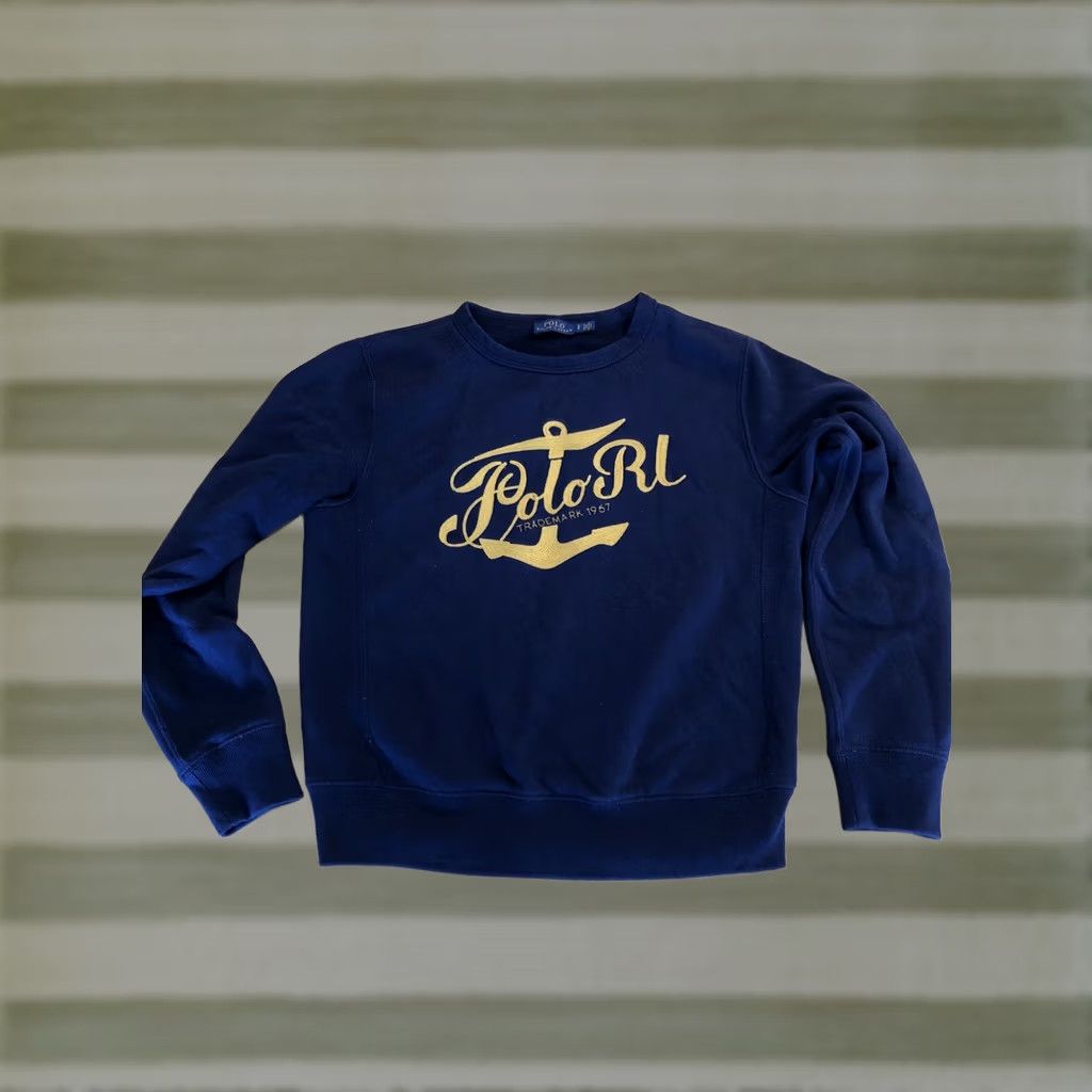 Polo Ralph Lauren Polo Ralph Lauren Sweatshirt Womens Small Petite Anchor Pullover Embroidered Crew Neck Navy Blue Size S / US 4 / IT 40 - 1 Thumbnail