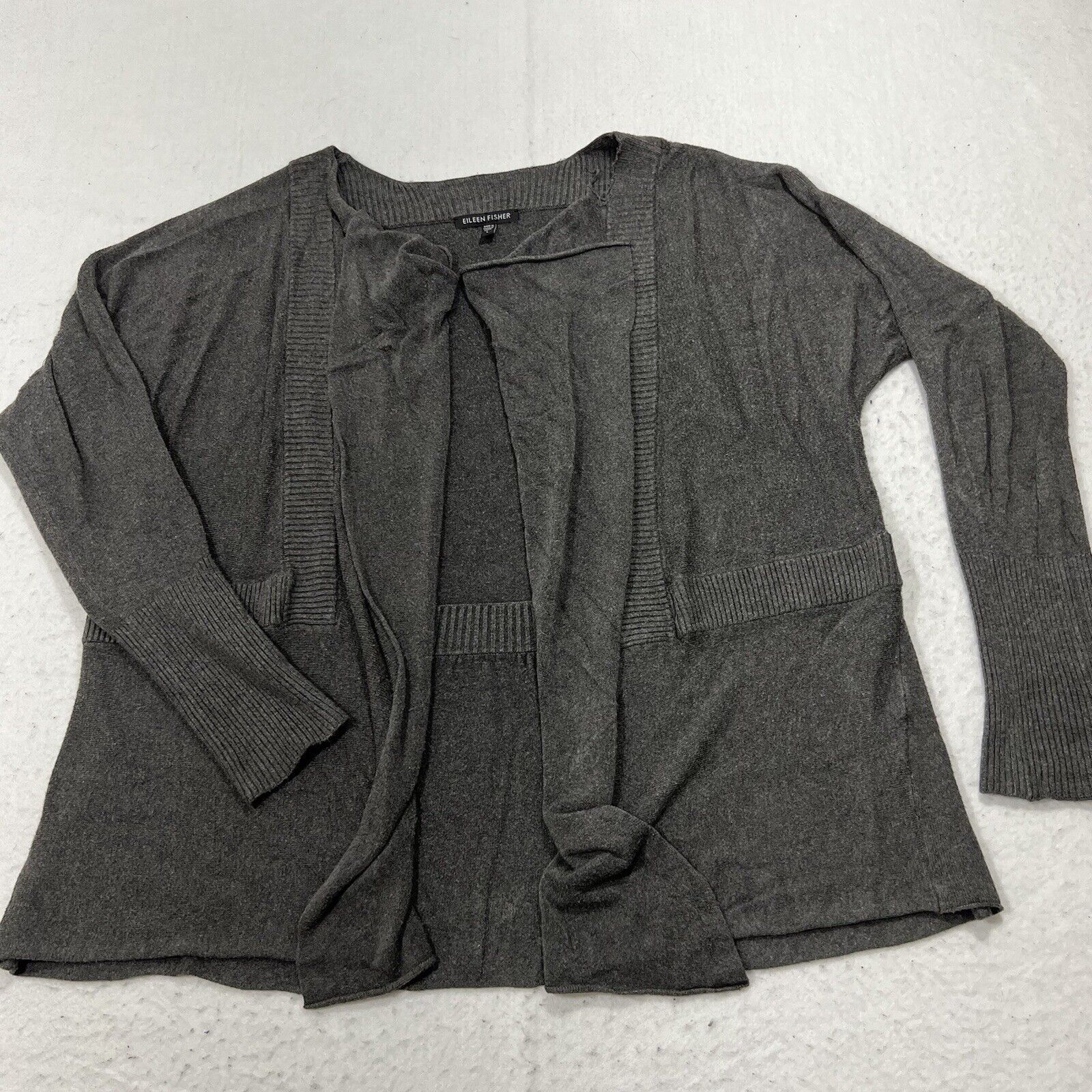 Eileen Fisher Eileen Fisher Gray Long Sleeve Cardigan Sweater Size L / US 10 / IT 46 - 1 Thumbnail