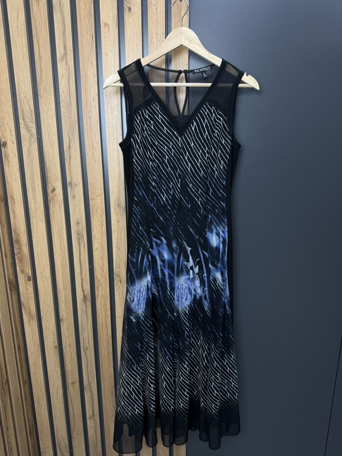 Other Picadilly Canada Mesh Midi Dress Black Blue Abstract S Size S / US 4 / IT 40 - 1 Thumbnail